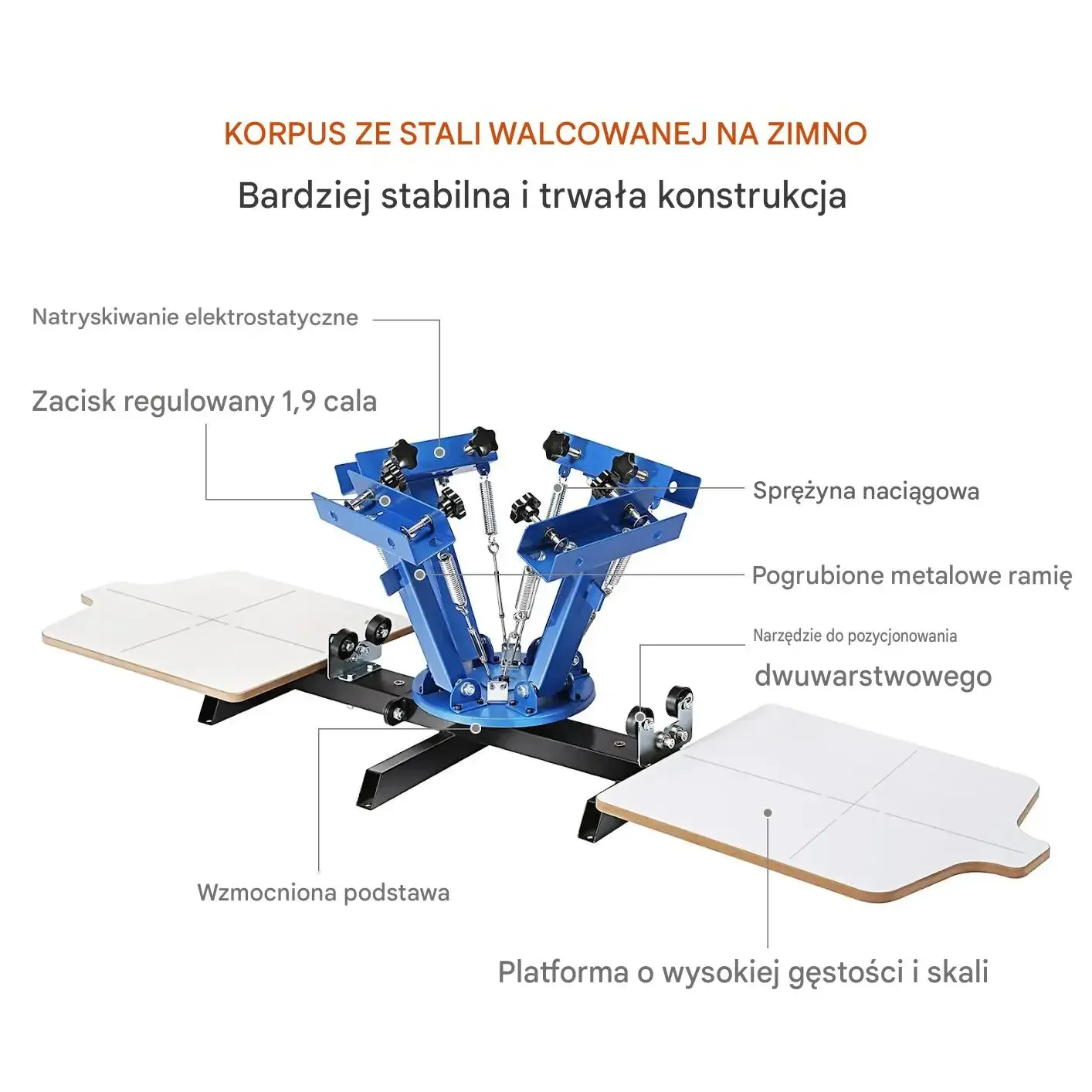 Karuzela sitodrukowa maszyna sitodruk koszulki warsztat 54 cm 45 cm premium - obrazek 5