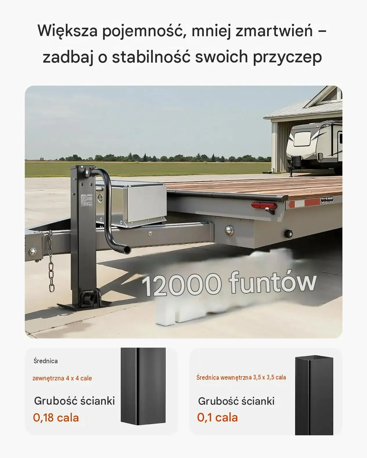 Podnośnik podpora przyczepowa czarna premium 5443 kg regulowana korba - obrazek 3