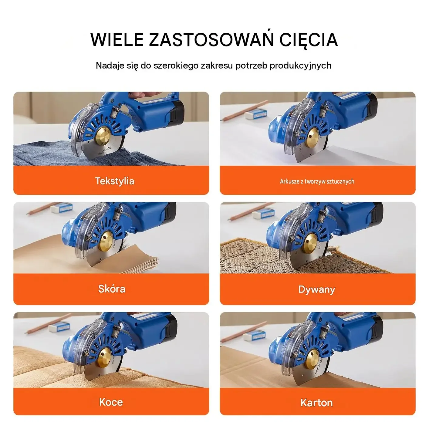 Nóż krawiecki tarczowy akumulatorowa tkaniny skóra 150 W 28 mm mocna czarna - obrazek 6