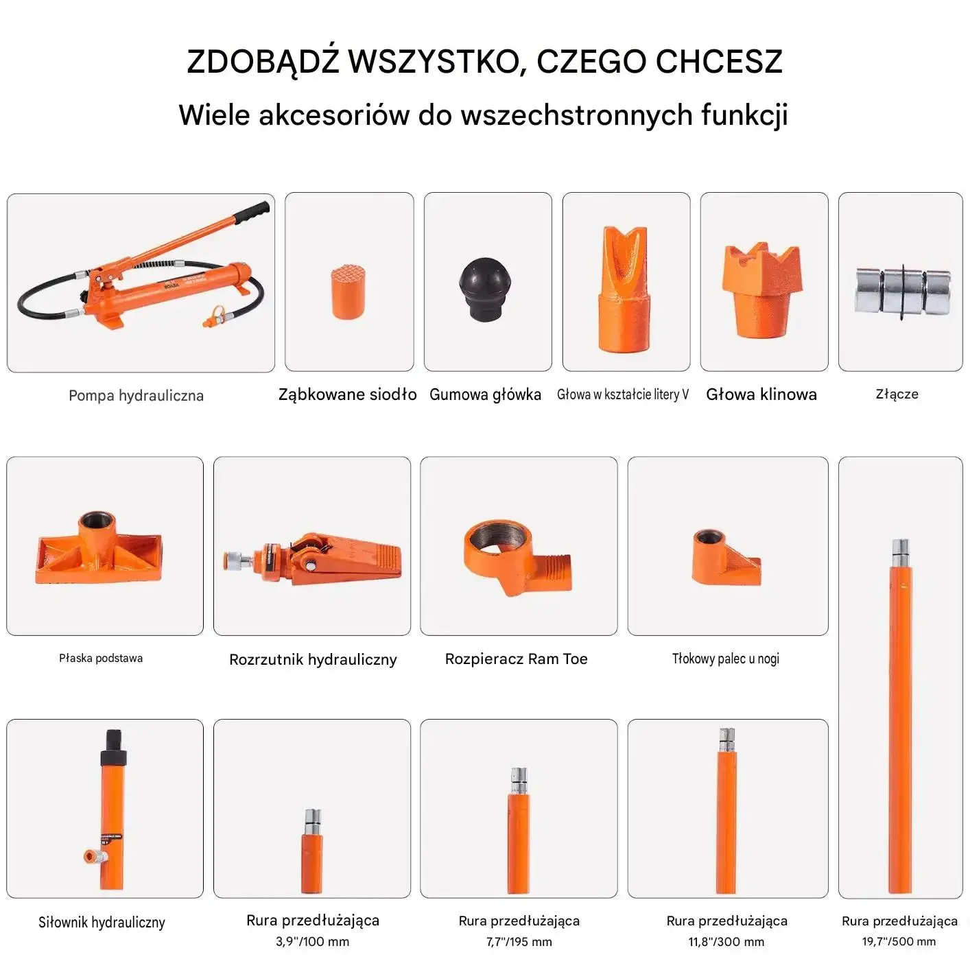 Podnośnik hydrauliczny 10 t pneumatyczny premium czarny skok 135 mm zestawy - obrazek 2