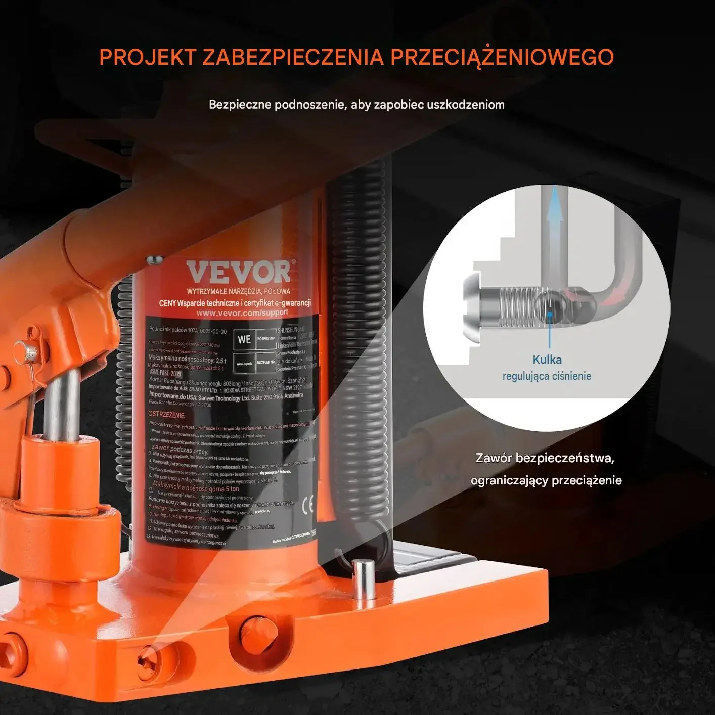 Podnośnik hydrauliczny mocny 2,5 t warsztatowy samochodowy pneumatyczny 5 t - obrazek 4