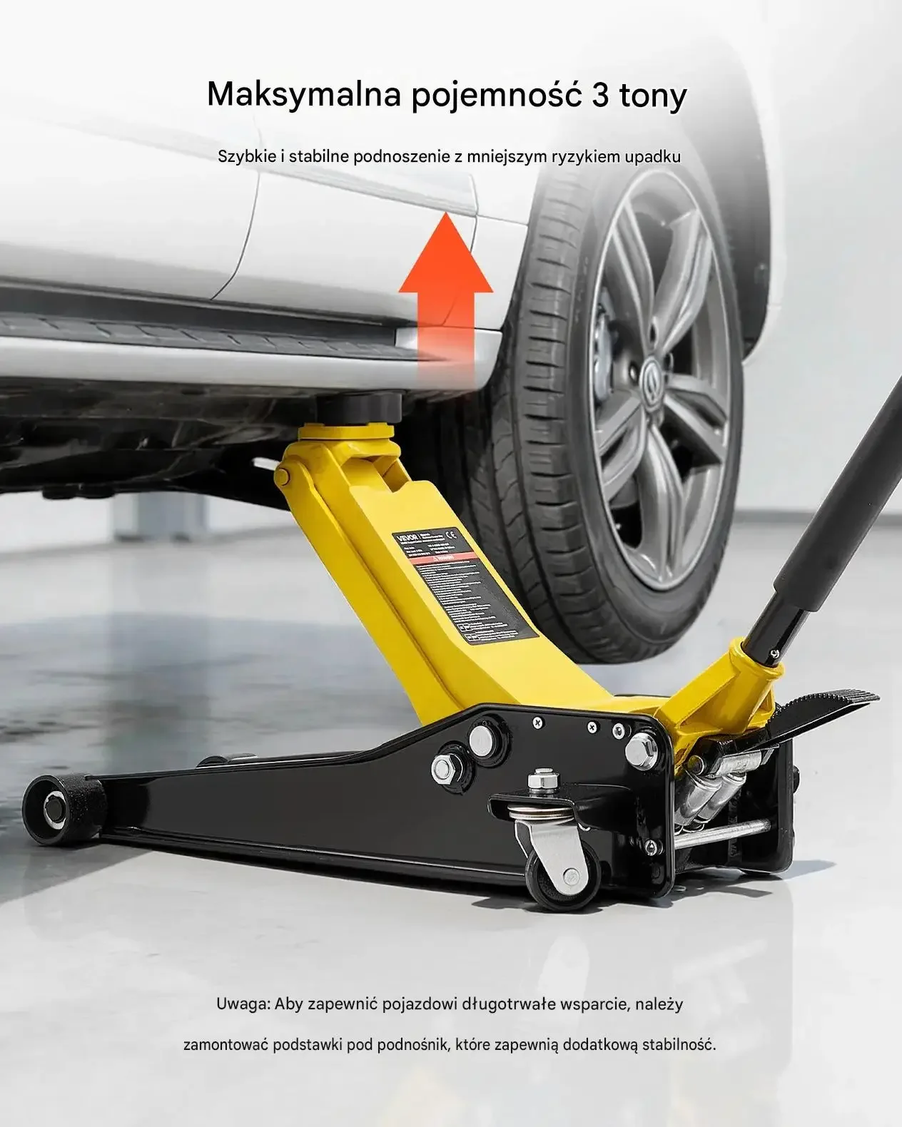 Podnośnik hydrauliczny 3 t premium stalowy samochodowy dwutłokowy pompa - obrazek 3