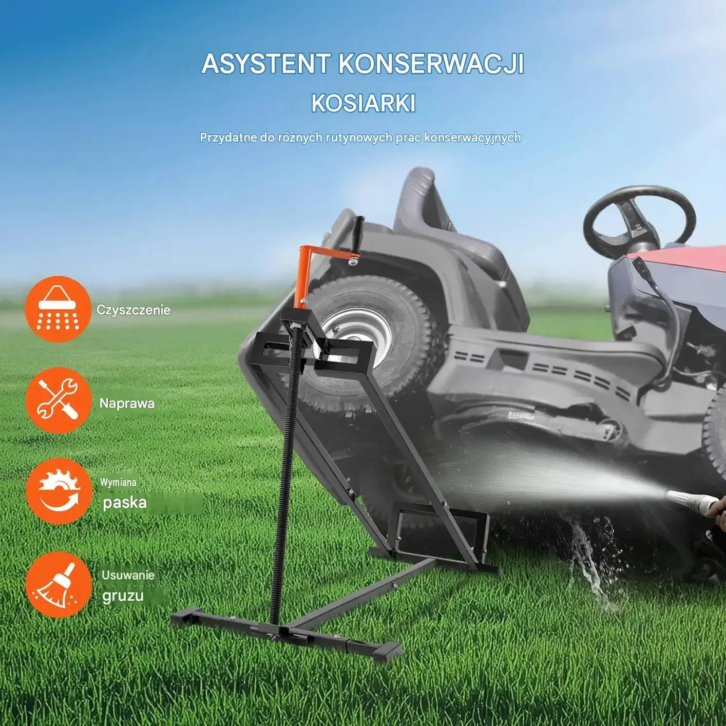 Podnośnik kosiarki traktorka czarny premium max 399 kg 60 cm serwisowy - obrazek 2