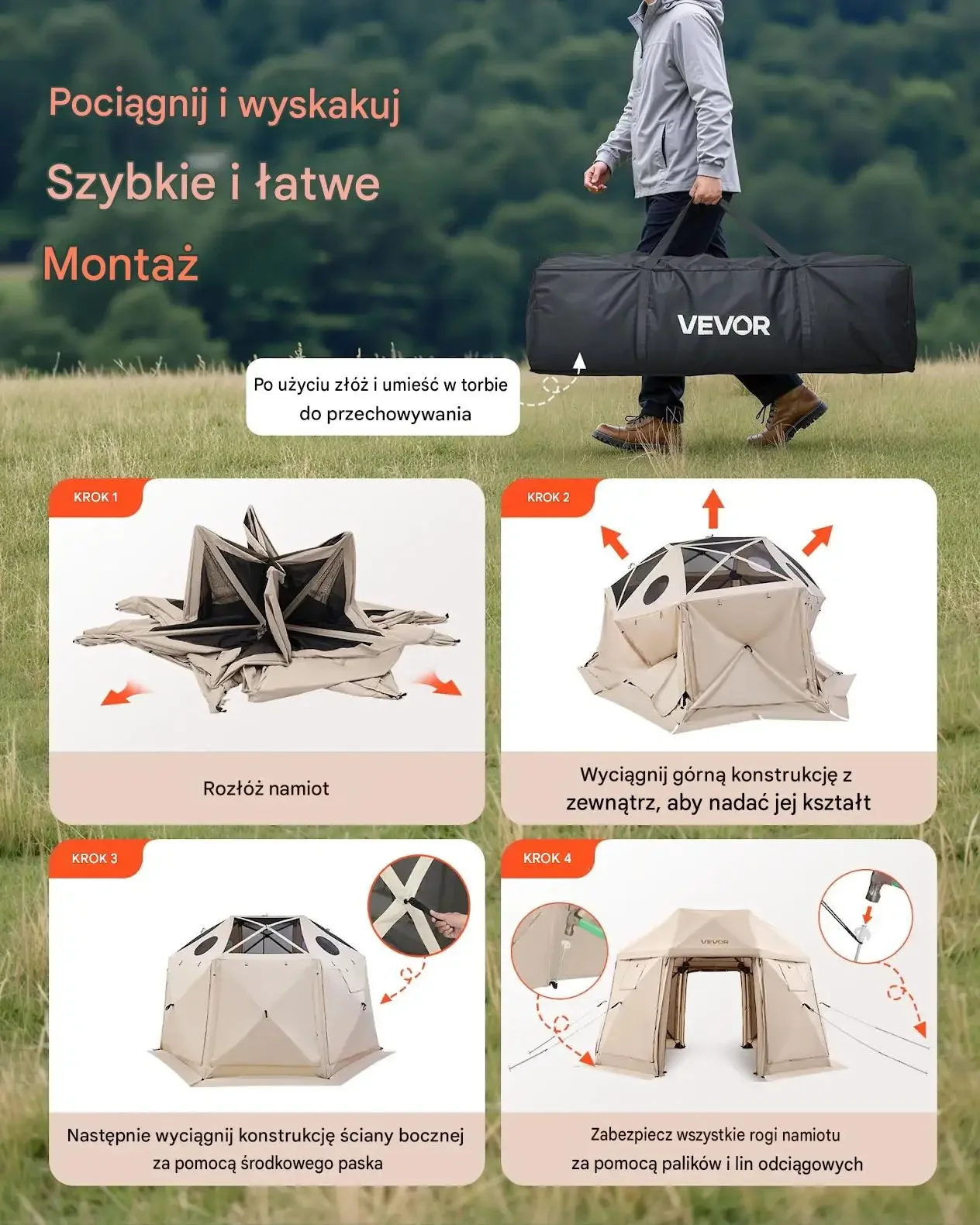 Pawilon ogrodowy altana moskitiera namiot ekspresowy 3.96 x 3.96 m beżowy - obrazek 5