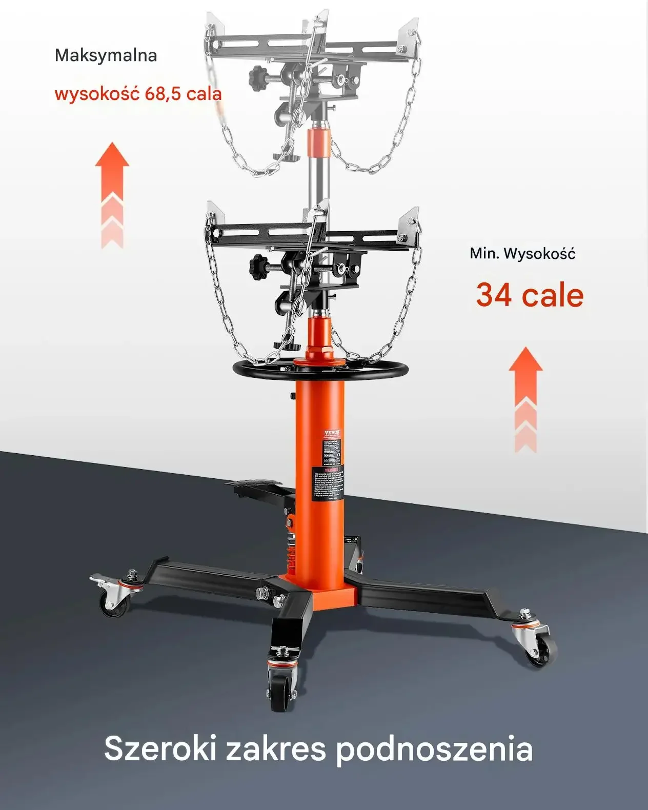 Podnośnik hydrauliczny samochodowy max 600 kg mocna konstrukcja koła 360° - obrazek 5