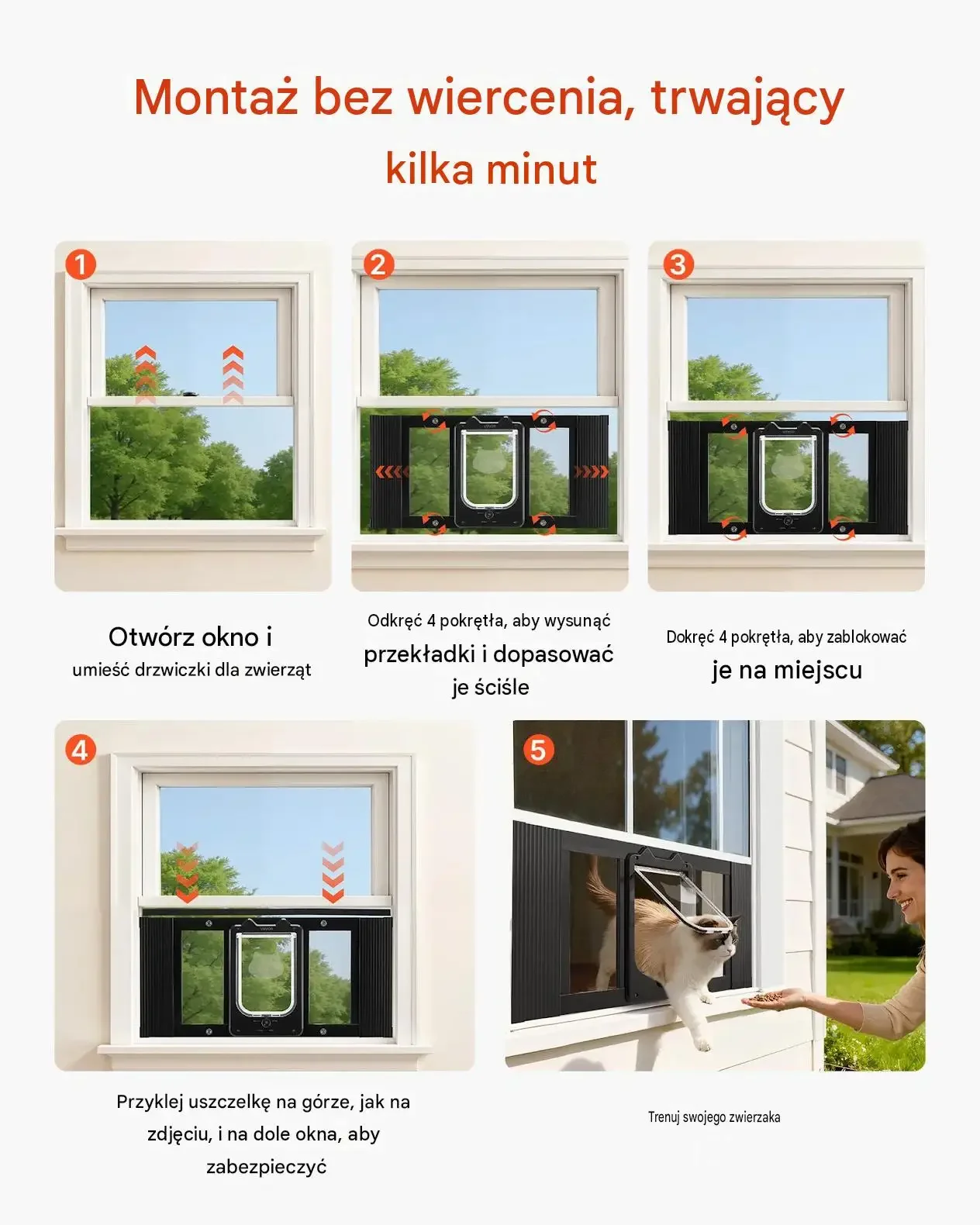 Drzwi drzwiczki klapka kotów okno okienne czarna premium 686-813 mm zamek - obrazek 5