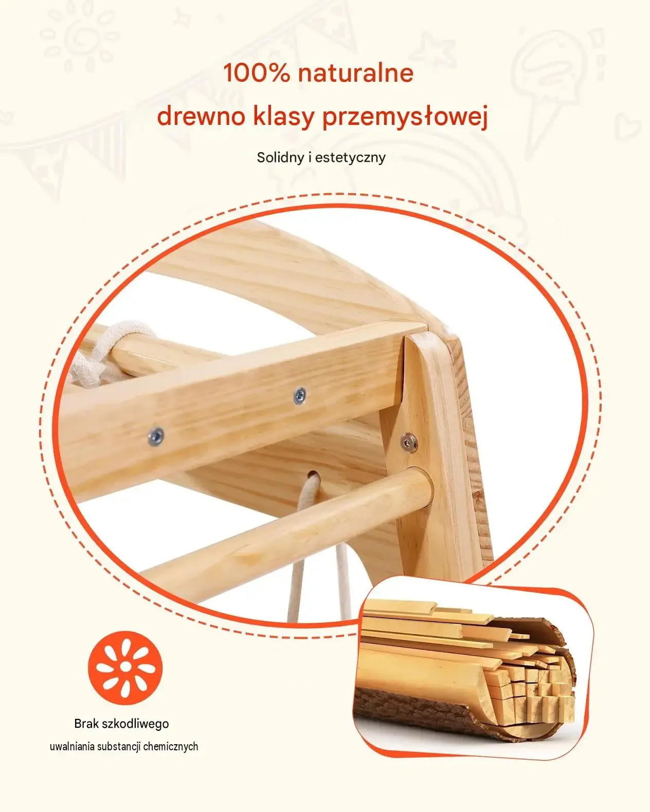 Plac zabaw domowy drewniany małpi gaj zjeżdżalnia 109 120 cm zestaw 7w1 - obrazek 4