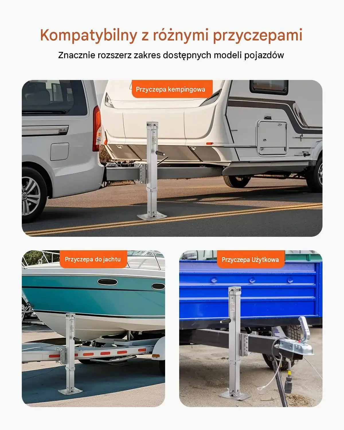 Podpora parkingowa przyczepy stalowa mocna max 3628 kg obrotowa 195–1005 mm - obrazek 2