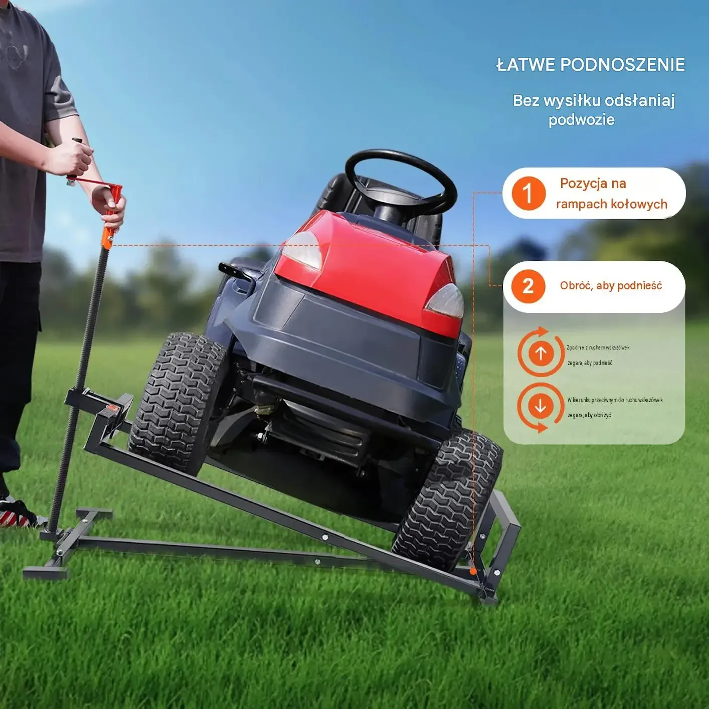 Podnośnik kosiarki traktorka czarny premium max 399 kg 60 cm serwisowy - obrazek 5