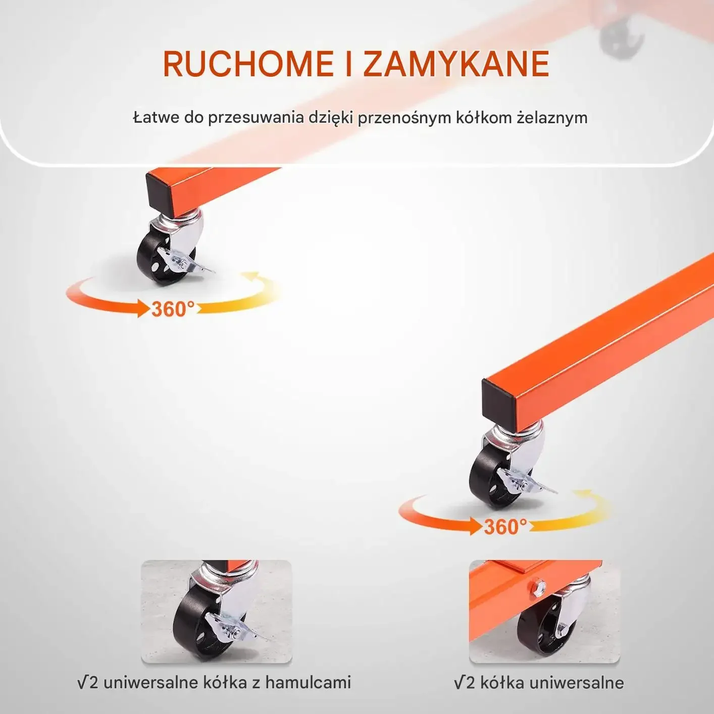 Uchwyt silnika mocny max 590 kg ruchomy stojak 4 koła 508 mm warsztat - obrazek 2