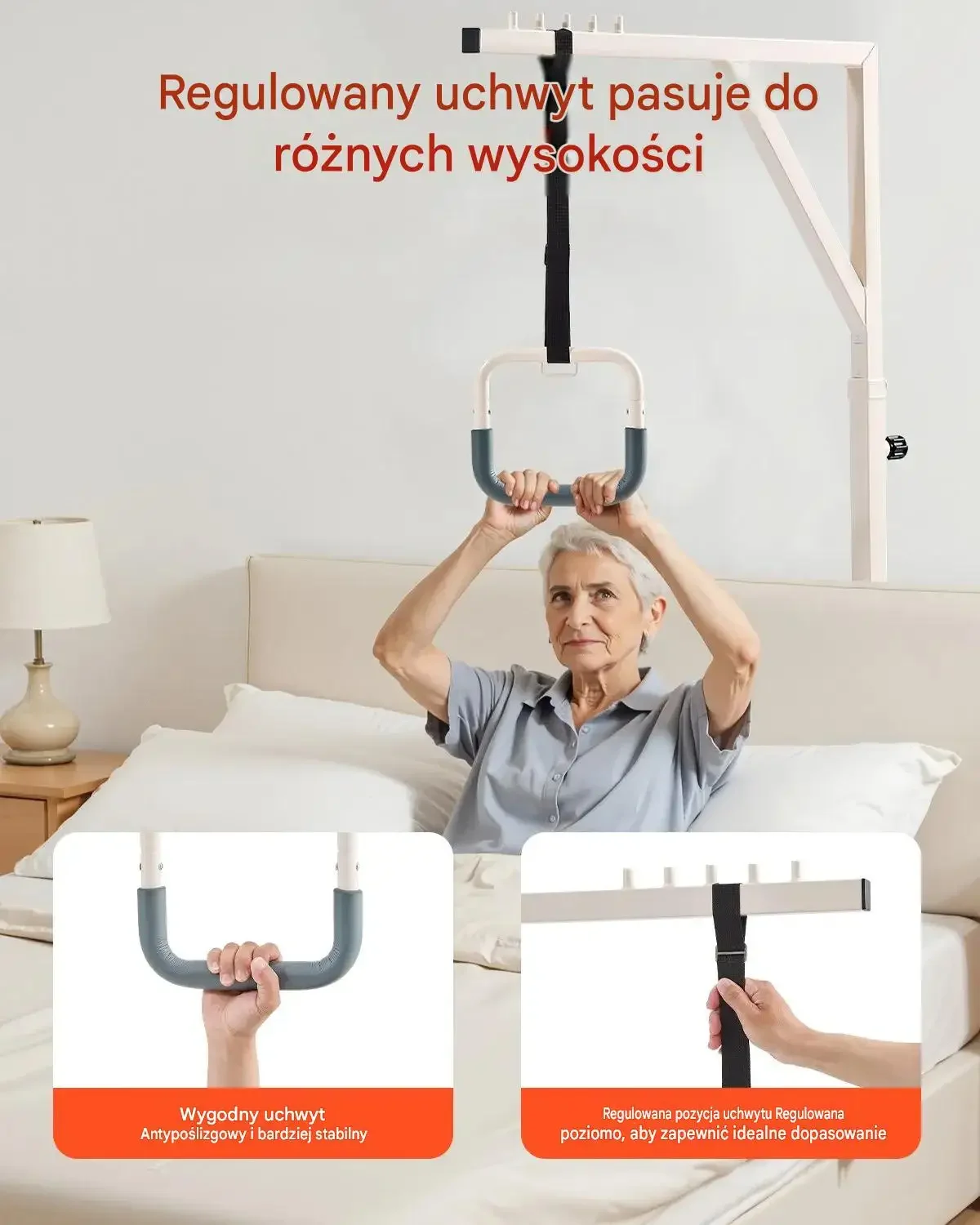 Podnośnik pacjenta mocna barierka łóżkowa max 158 kg stabilna konstrukcja - obrazek 6