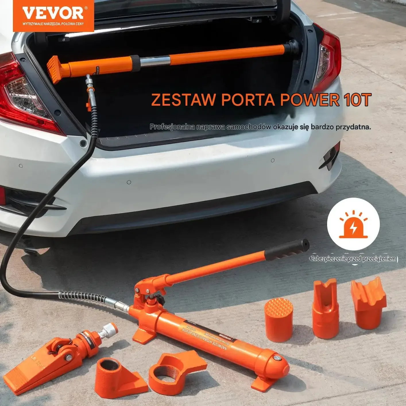 Podnośnik hydrauliczny 10 t pneumatyczny premium czarny skok 135 mm zestawy - obrazek 6