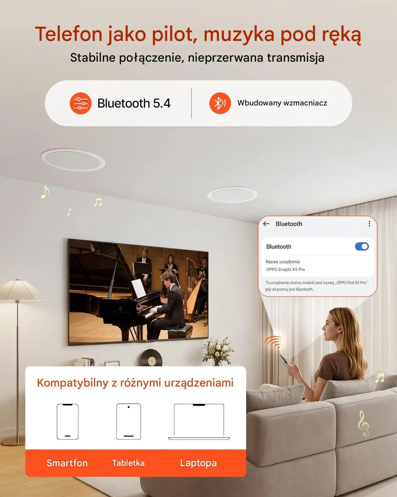 Głośniki sufitowe Bluetooth 203 premium 50 W zestaw 2 sztuki kino domowe - obrazek 4