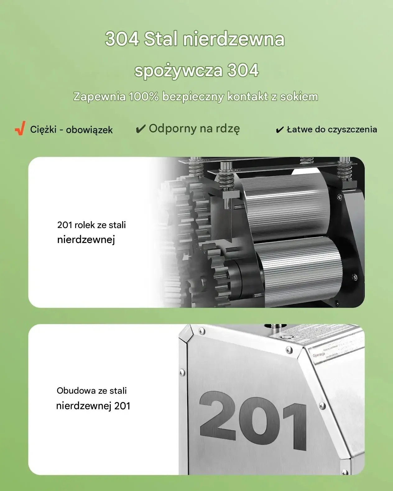 Wyciskarka trzciny cukrowej mocna gastronomia komercyjna 50 kg h 62 mm walce - obrazek 4