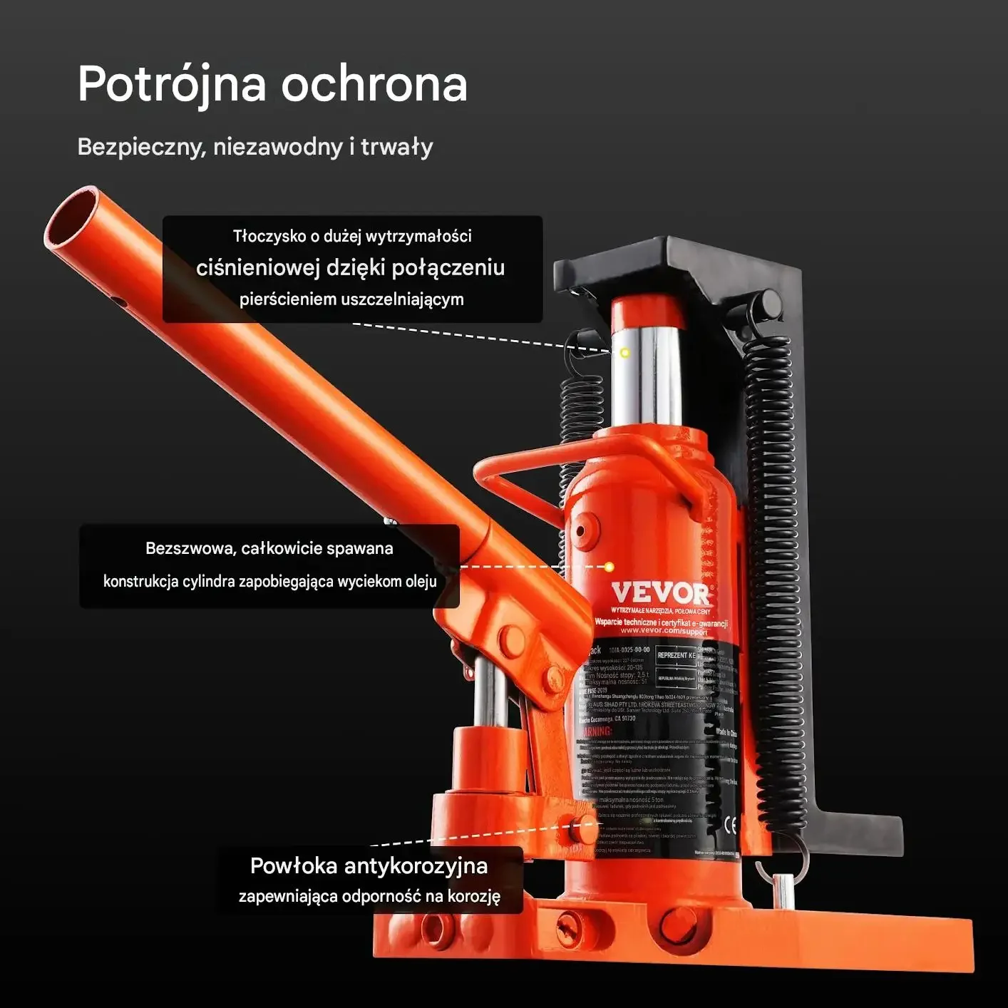 Podnośnik hydrauliczny mocny 2,5 t warsztatowy samochodowy pneumatyczny 5 t - obrazek 3