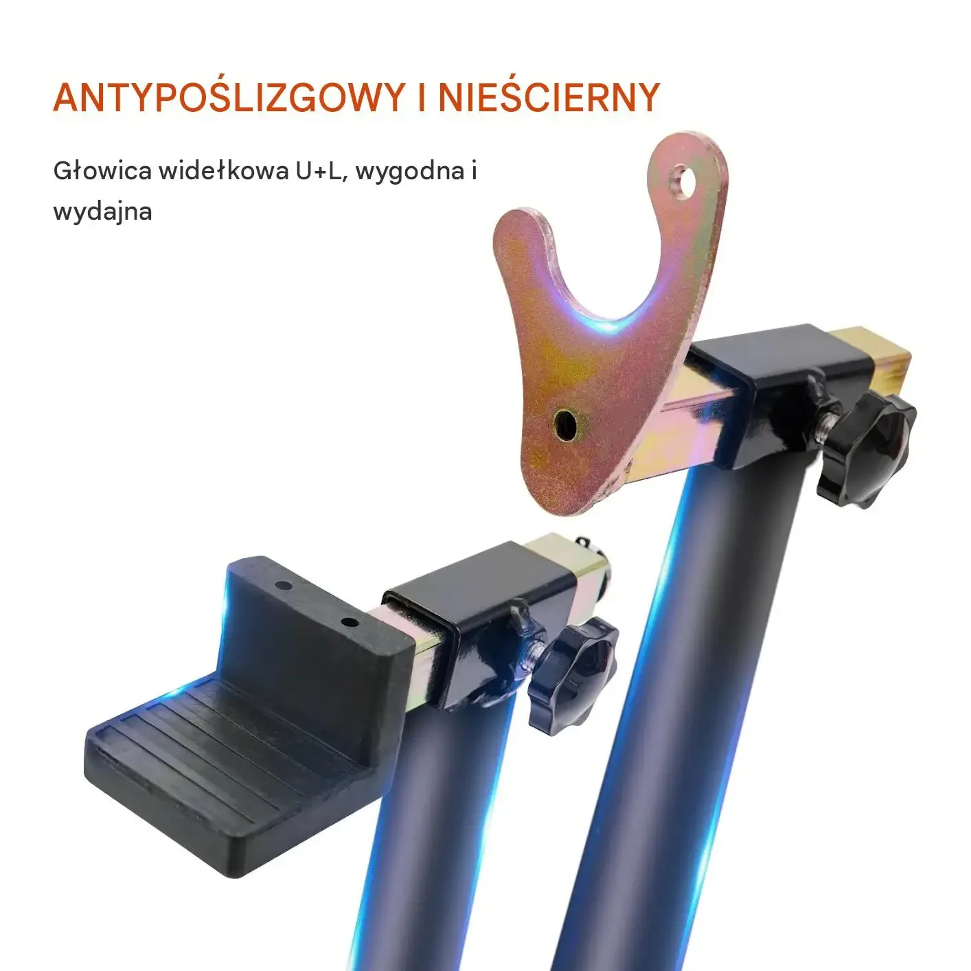 Stojak motocyklowy podnośnik czarny premium tylny przedni U L max 390 kg - obrazek 6