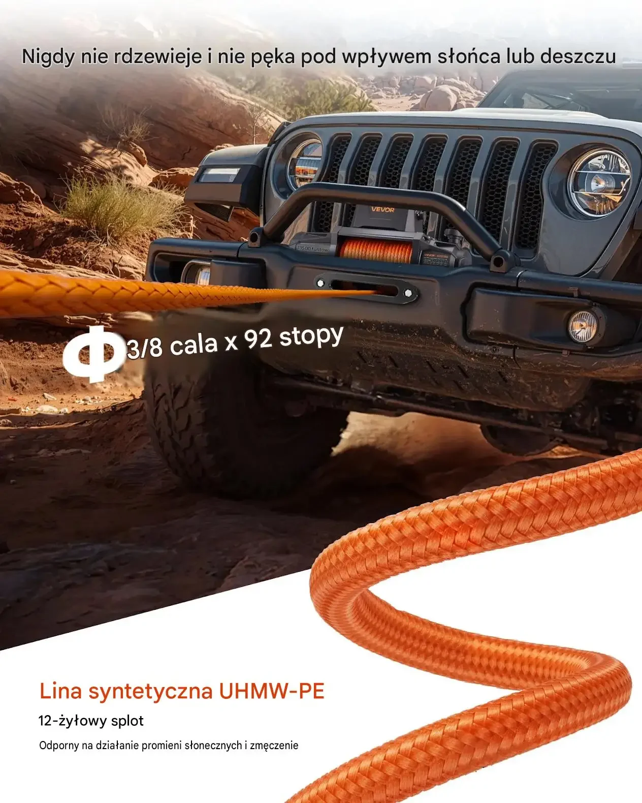 Wyciągarka elektryczna laweta off road 12 V 6100 kg pilot mocna IP67 - obrazek 4