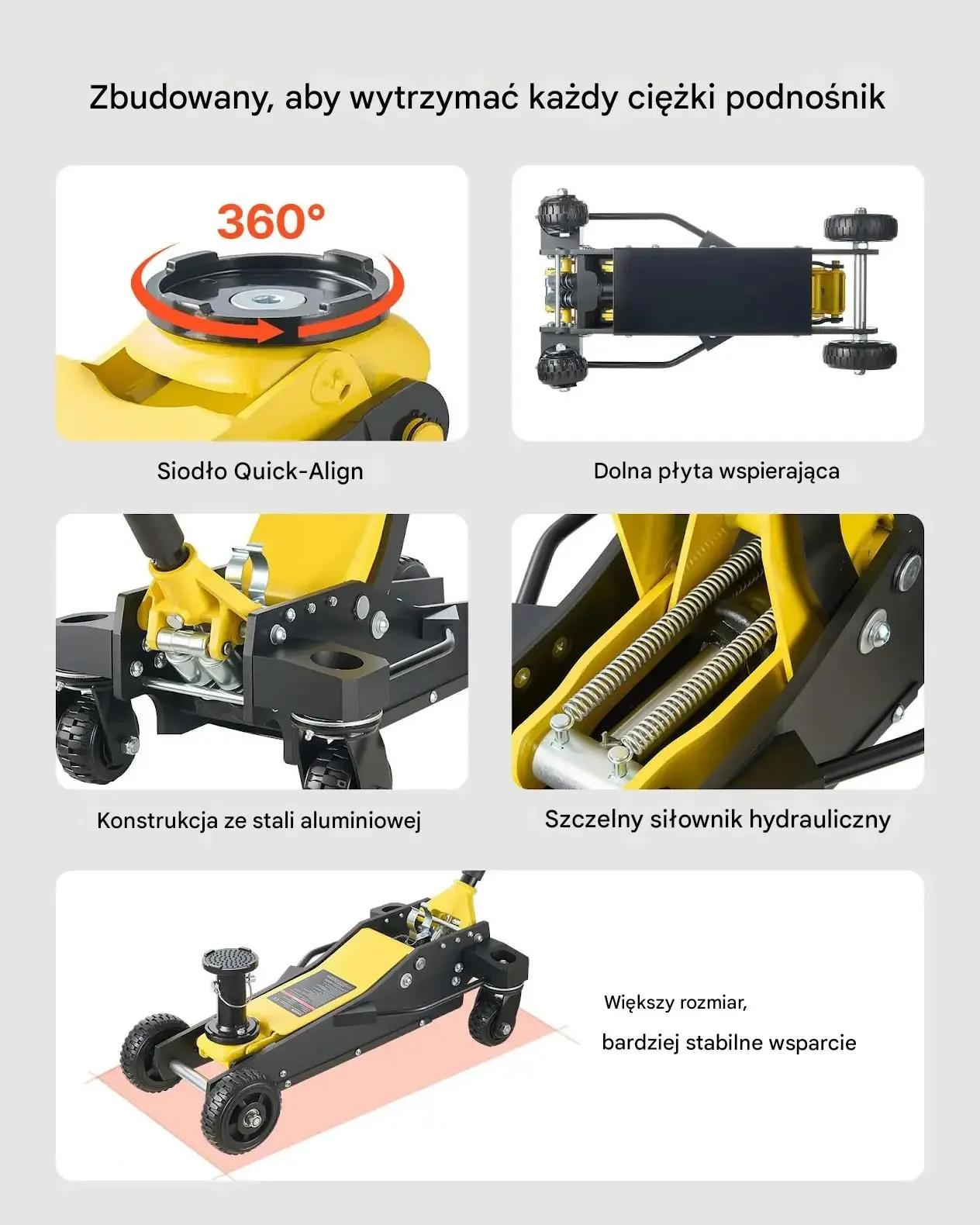 Podnośnik hydrauliczny 3 t mocna aluminiowy stalowy dwutłokowa pompa SUV4x4 - obrazek 6