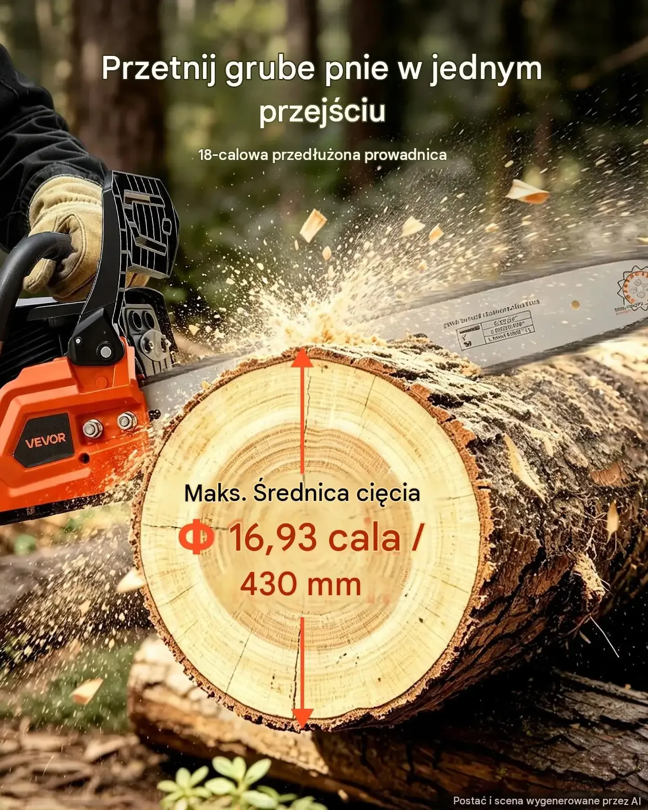 Piła łańcuchowa benzynowa mocna 52 cm3 2 kW 457,2 mm 11 500 obr./min 550 ml - obrazek 5