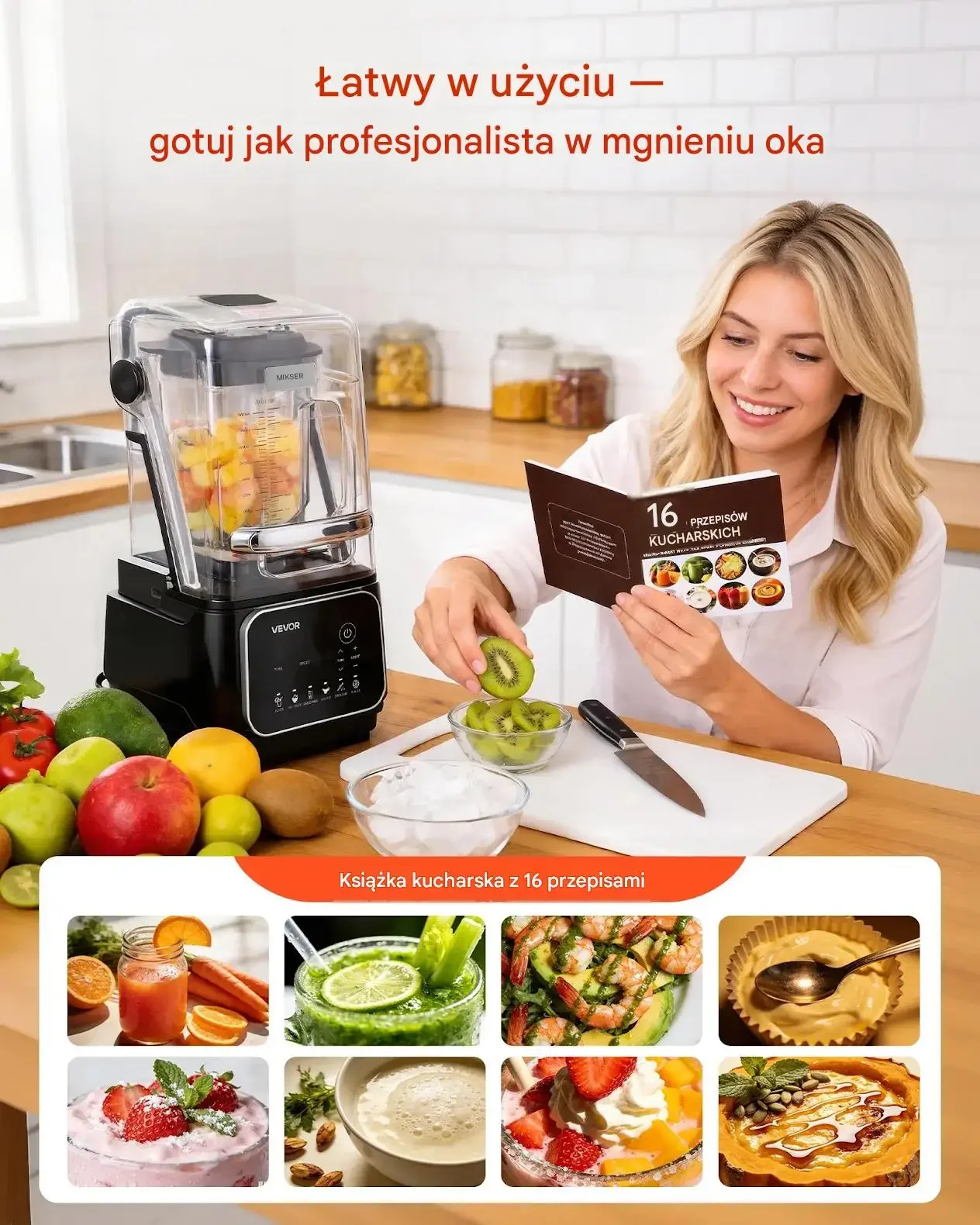 Blender stojący czarny premium robot kuchenny 2200 W 26000 RPM osłona - obrazek 5