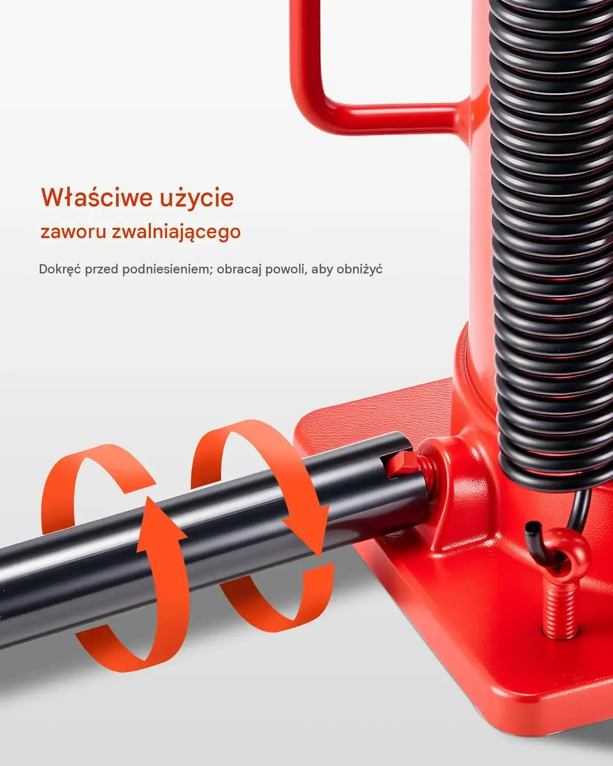 Podnośnik butelkowy hydrauliczny pneumatyczny max 20 t czerwony 260-495 mm - obrazek 2