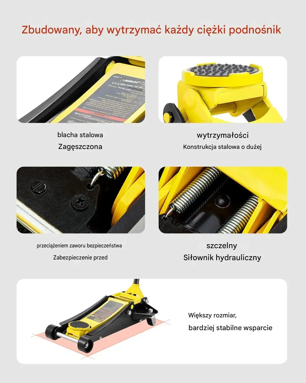Podnośnik hydrauliczny samochodowy niskoprofilowy 2,5 t stalowy mocna mocny - obrazek 5