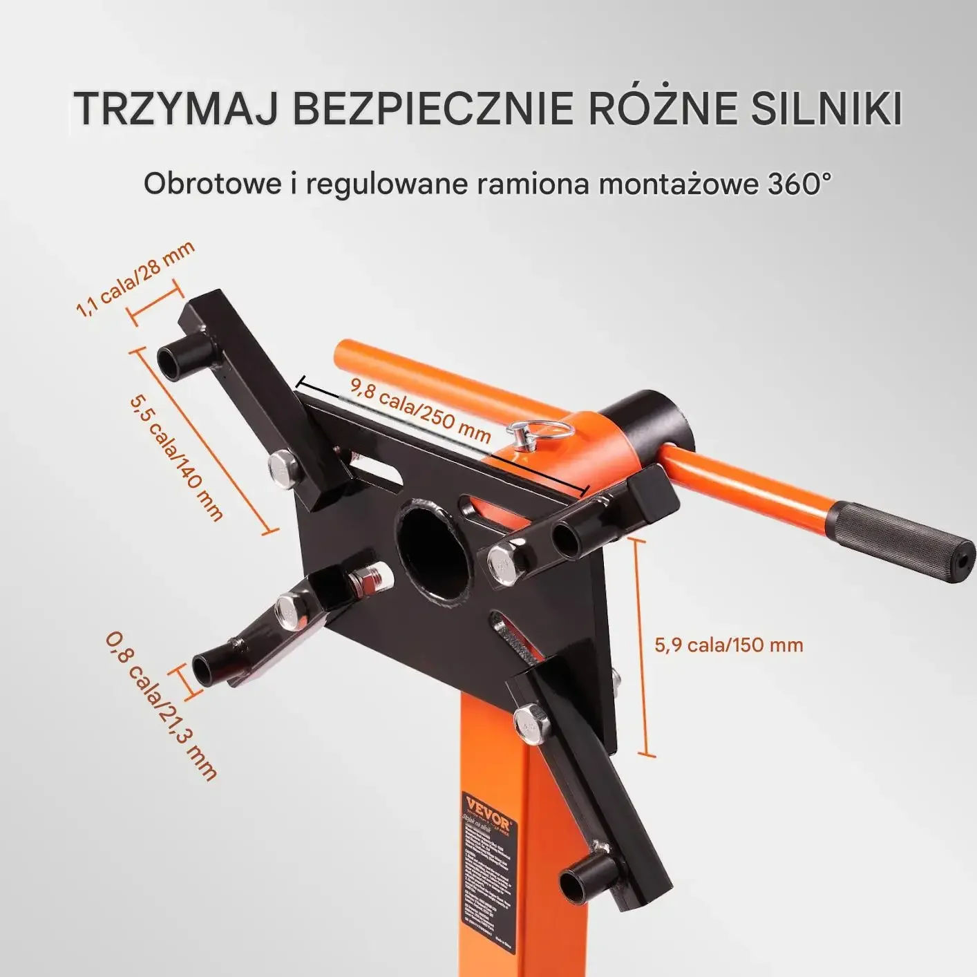 Uchwyt silnika mocny max 590 kg ruchomy stojak 4 koła 508 mm warsztat - obrazek 4