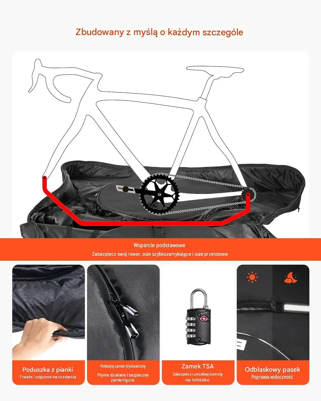Torba rowerowa transportowa walizka triathlon samolot do 106 cm zamek TSA - obrazek 5