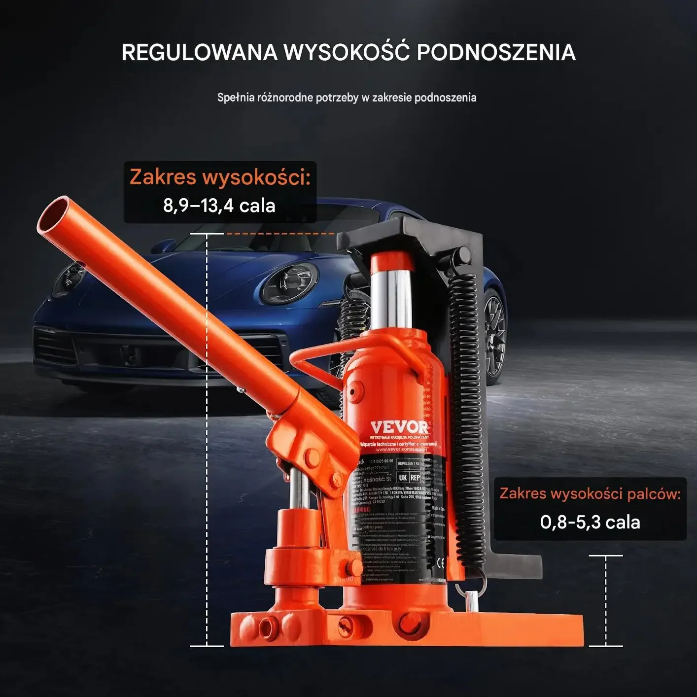 Podnośnik hydrauliczny mocny 2,5 t warsztatowy samochodowy pneumatyczny 5 t - obrazek 2
