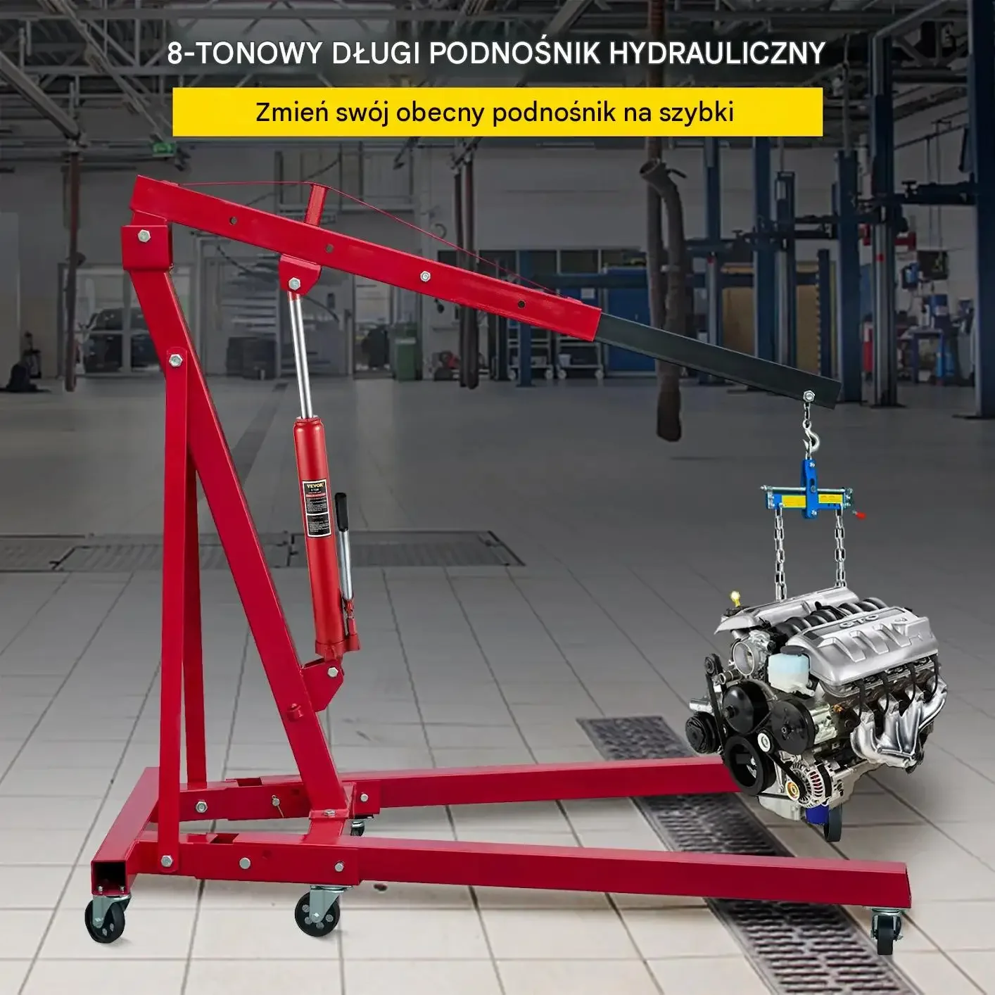 Podnośnik butelkowy hydrauliczny 8 t czerwony premium pompa pojedyncza stal - obrazek 3