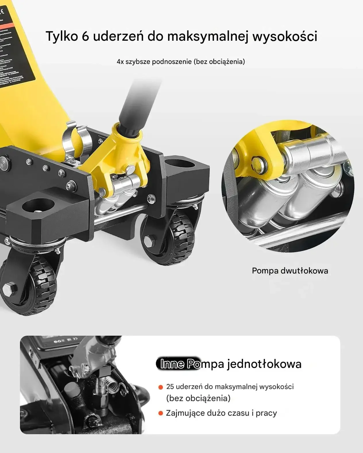 Podnośnik hydrauliczny 3 t mocna aluminiowy stalowy dwutłokowa pompa SUV4x4 - obrazek 2