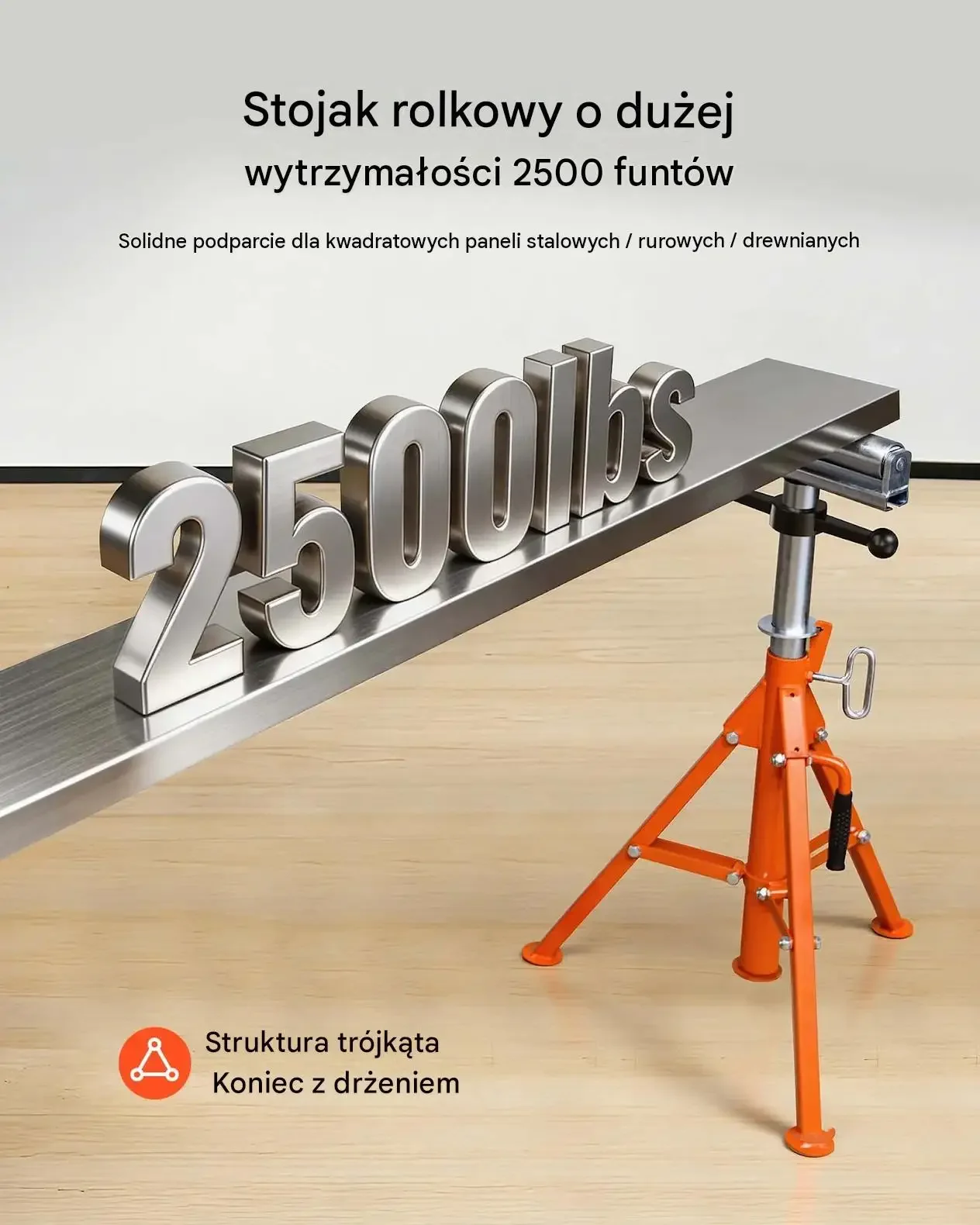 Stojak rolkowy mocny premium max 1134 kg regulacja wysokości 700 - 1320 mm - obrazek 3
