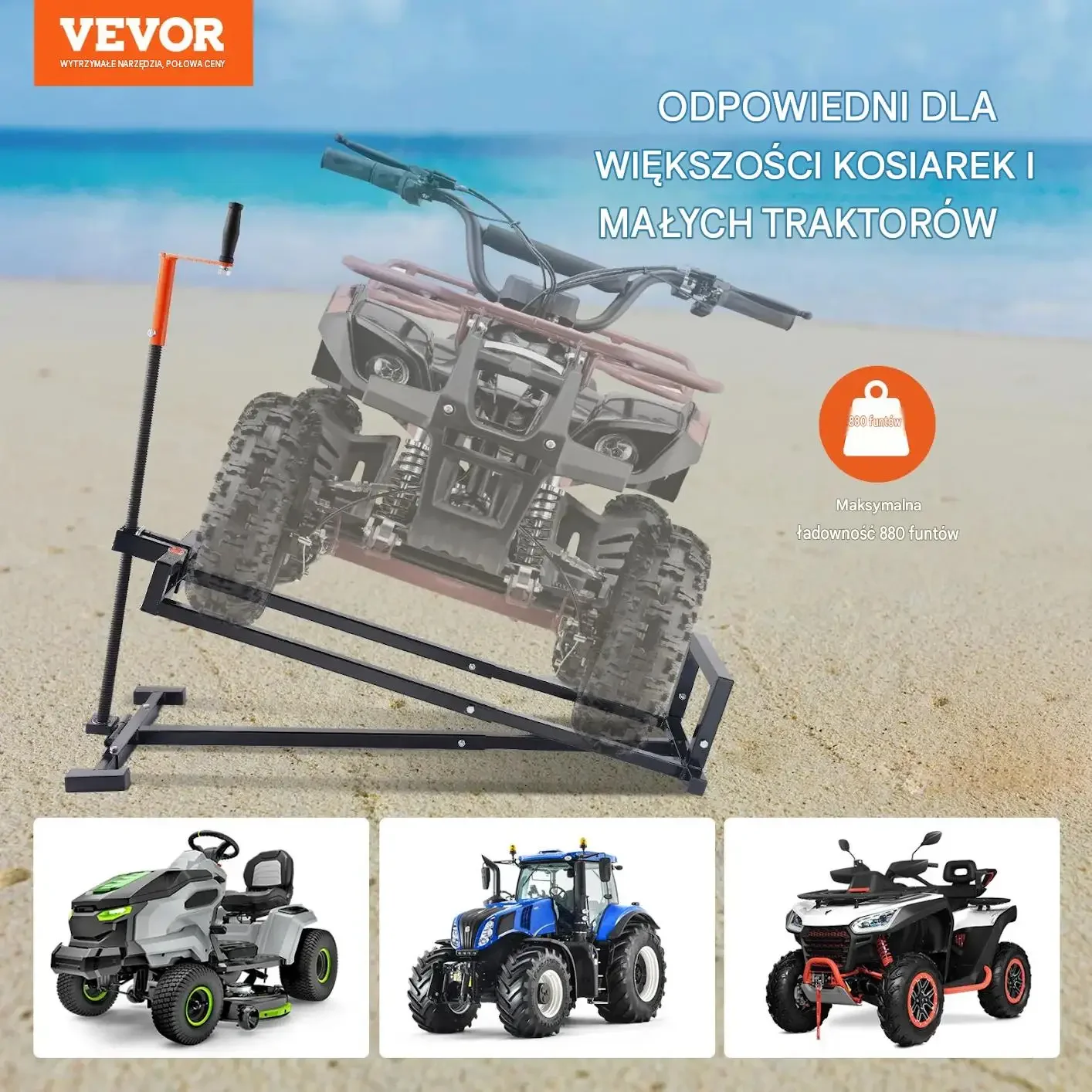 Podnośnik kosiarki traktorka czarny premium max 399 kg 60 cm serwisowy - obrazek 4