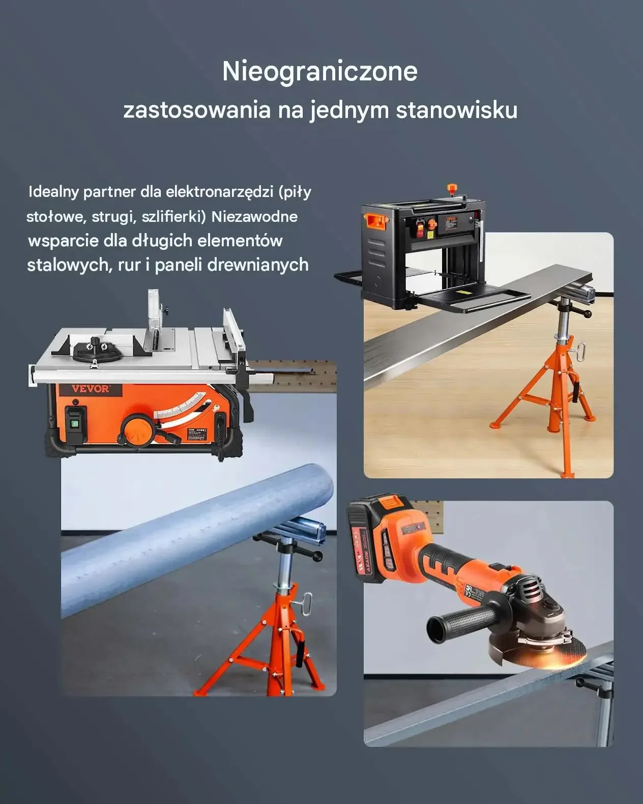 Stojak rolkowy mocny premium max 1134 kg regulacja wysokości 700 - 1320 mm - obrazek 5