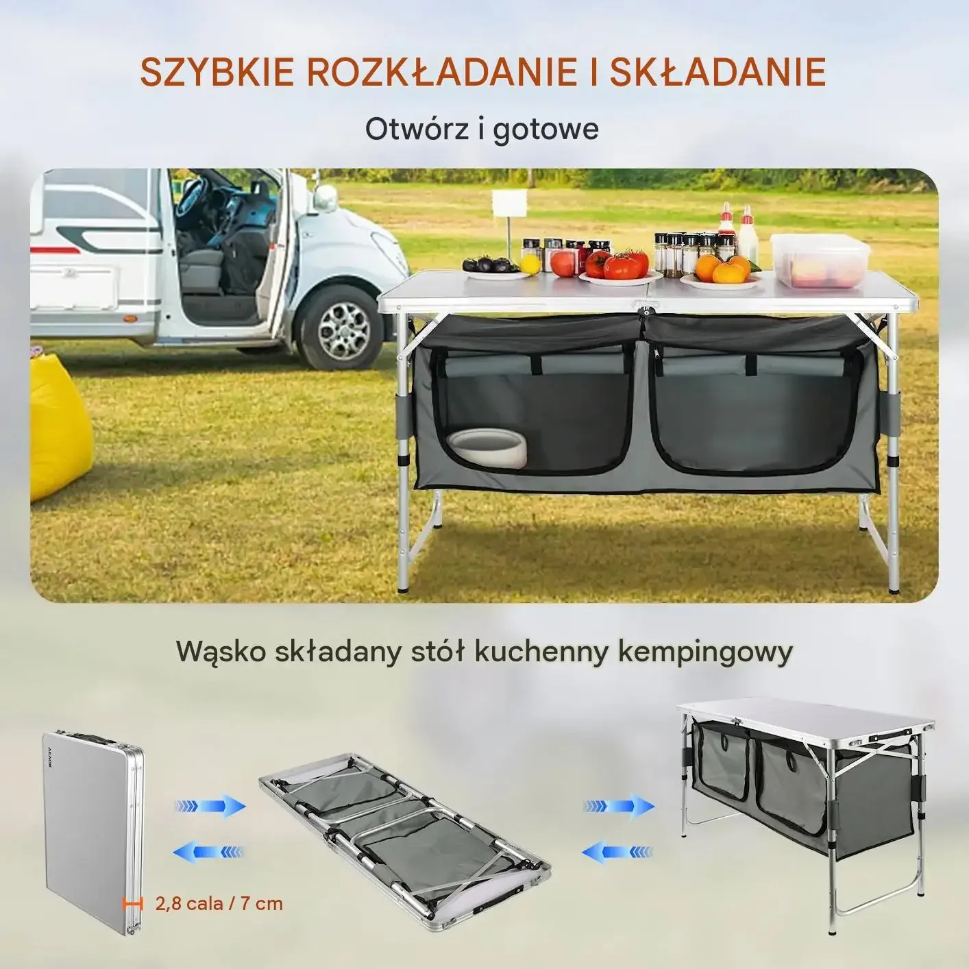 Kuchnia turystyczna szara szafka przenośna mocna składana regulowana torba - obrazek 3