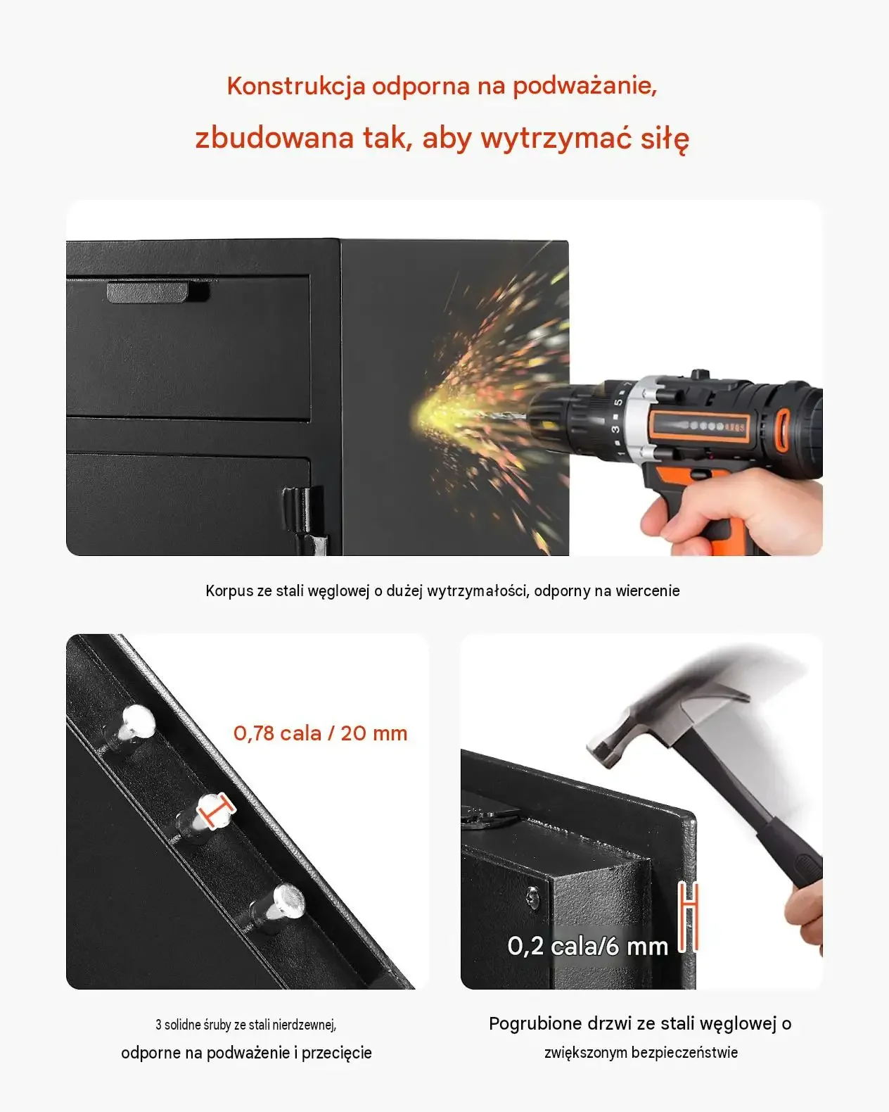 Sejf wrzutowy czarny mocna stal 1,2 stopy klawiatura 2 poziomy kasowy biuro - obrazek 4