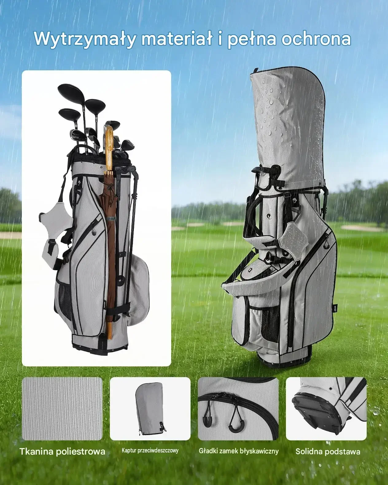 Torba golfowa stojąca organizer kijów 14 komór lekka premium stand bag - obrazek 5