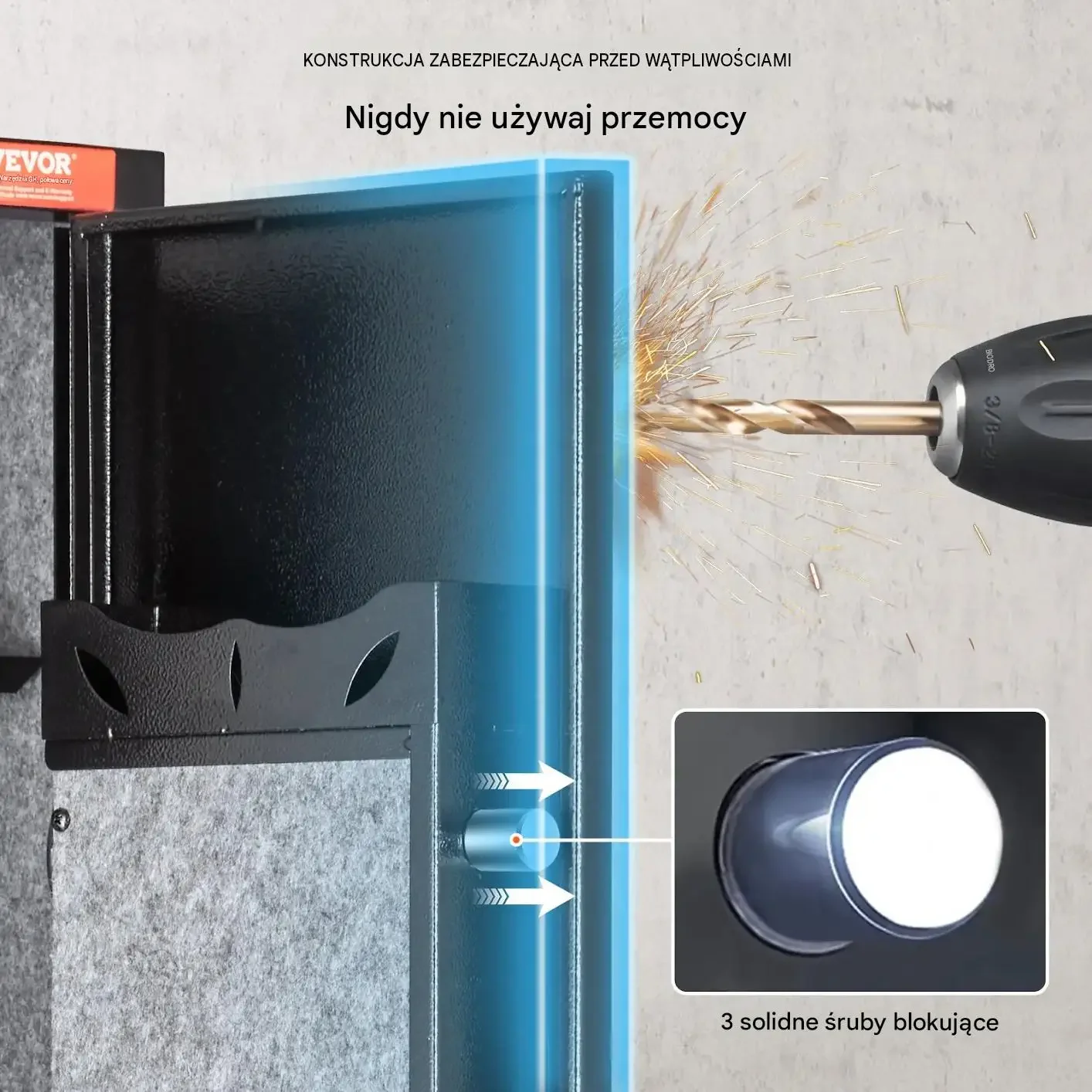 Sejf broń długa czarny mocny stalowy 5 karabinów 4 pistoletów biometria LED - obrazek 2