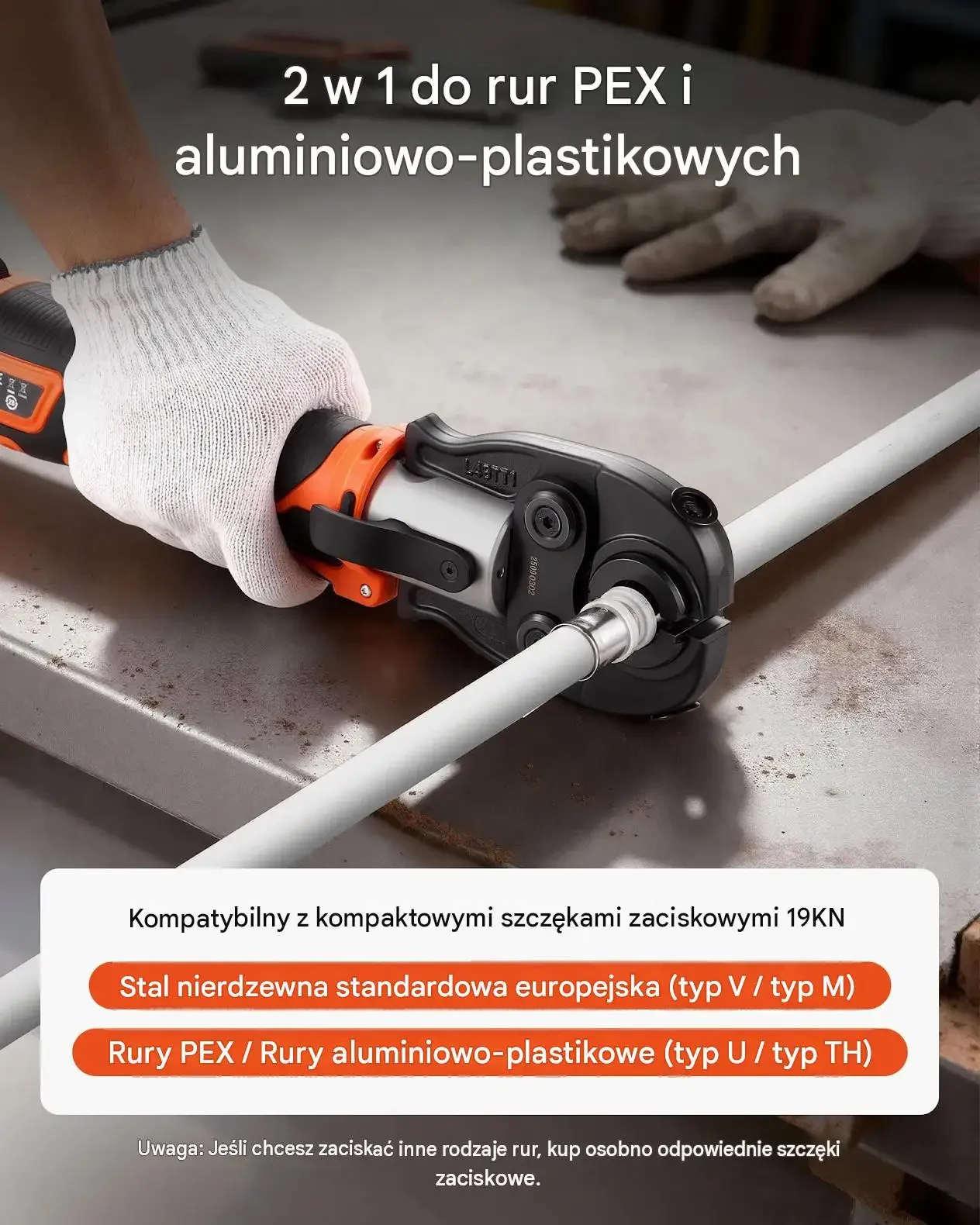 Zaciskarka akumulatorowa 18 V premium 2 akumulatory PEX TH16 TH20 TH26 TH32 - obrazek 6