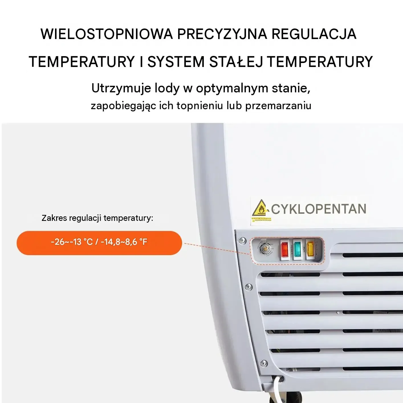 Witryna lodów zamrażarka skrzyniowa 567 L biała premium 12 wanien LED szkło - obrazek 4