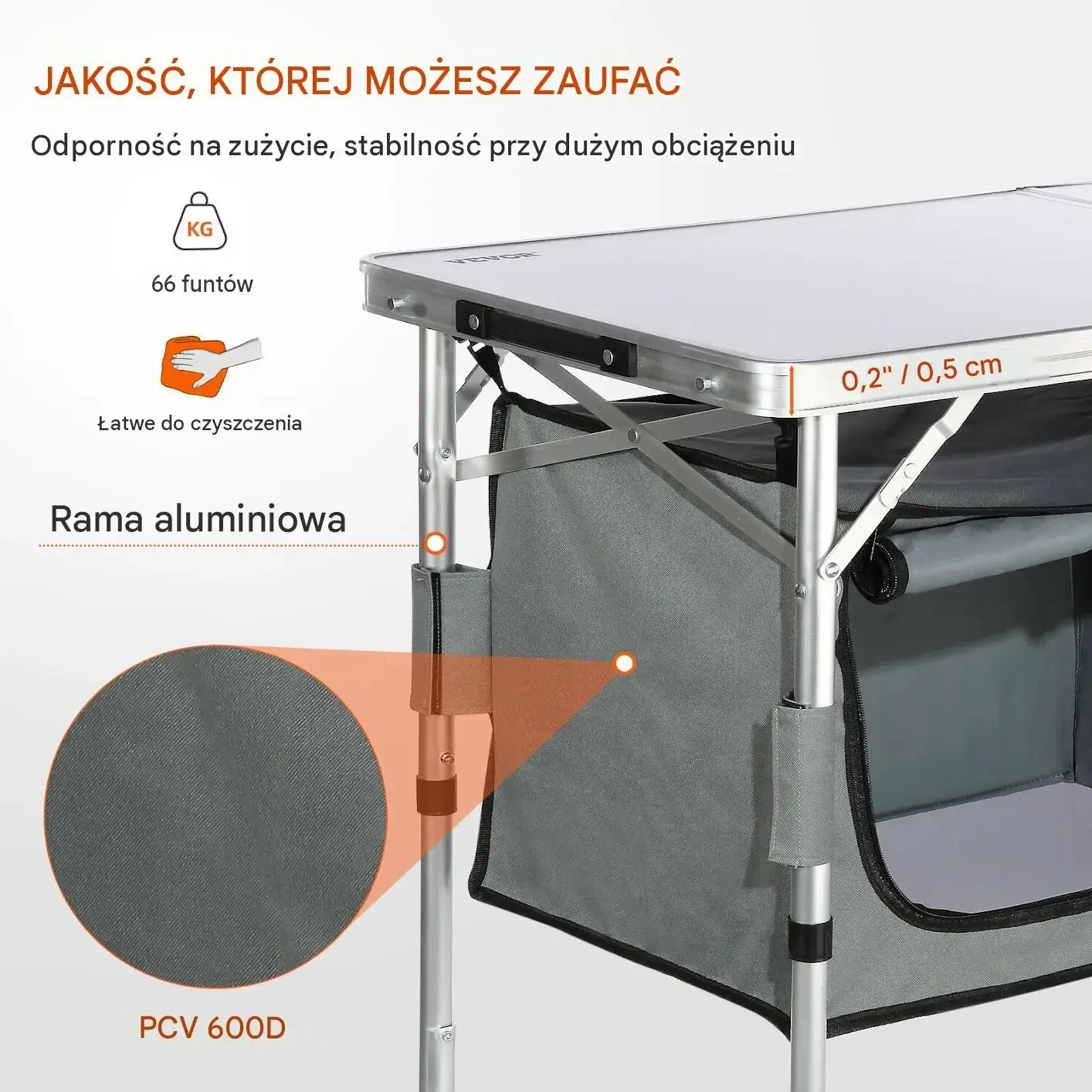 Kuchnia turystyczna szara szafka przenośna mocna składana regulowana torba - obrazek 4
