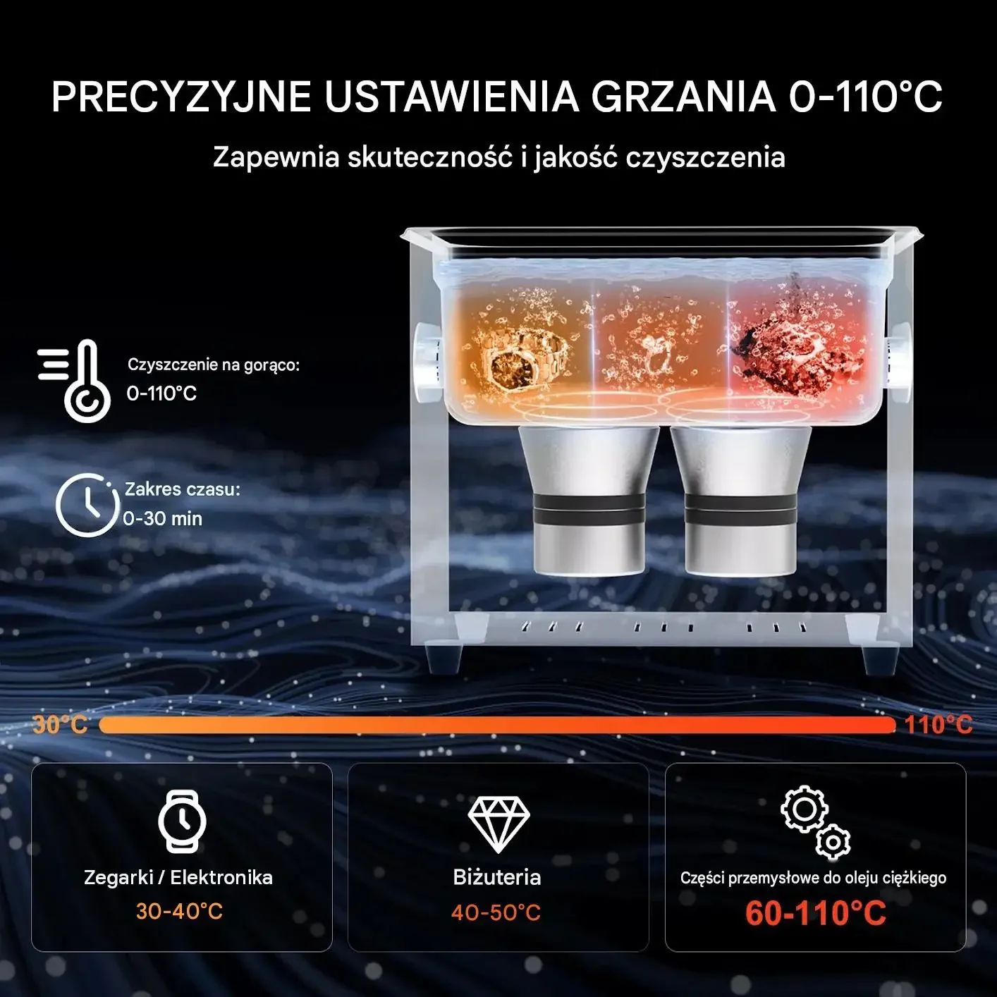 Myjka ultradźwiękowa premium 3 L 40 kHz 120 W stal nierdzewna 304 timer - obrazek 5