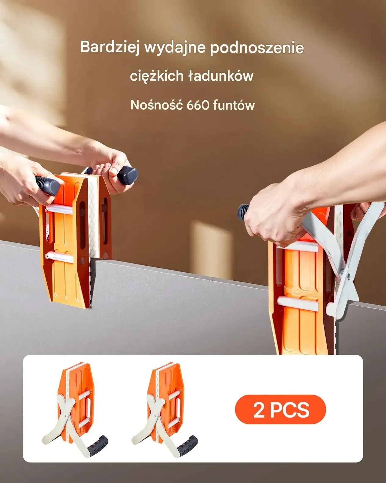 Chwytaki płyt dwuręczne mocne max 300 kg 2 sztuki stal aluminium 0–60 mm - obrazek 3