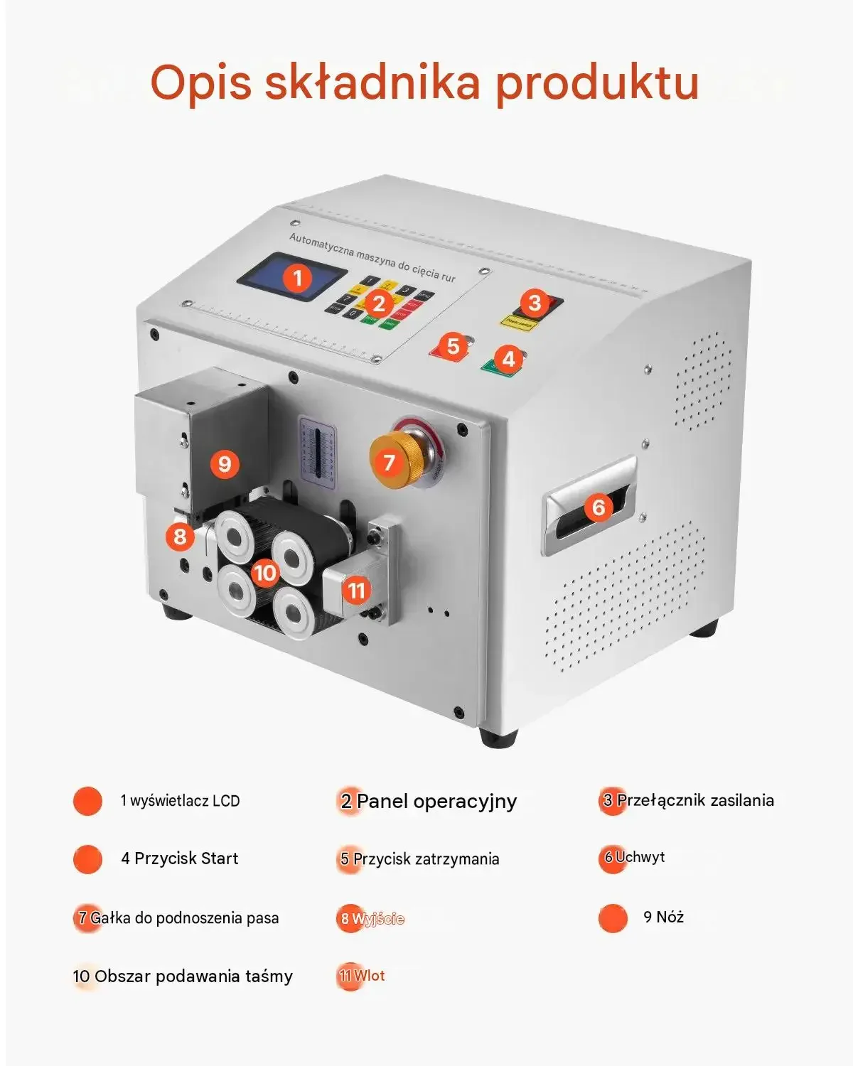 Automatyczna przecinarka rurek koszulek termokurczliwych gilotynek 500 W - obrazek 6