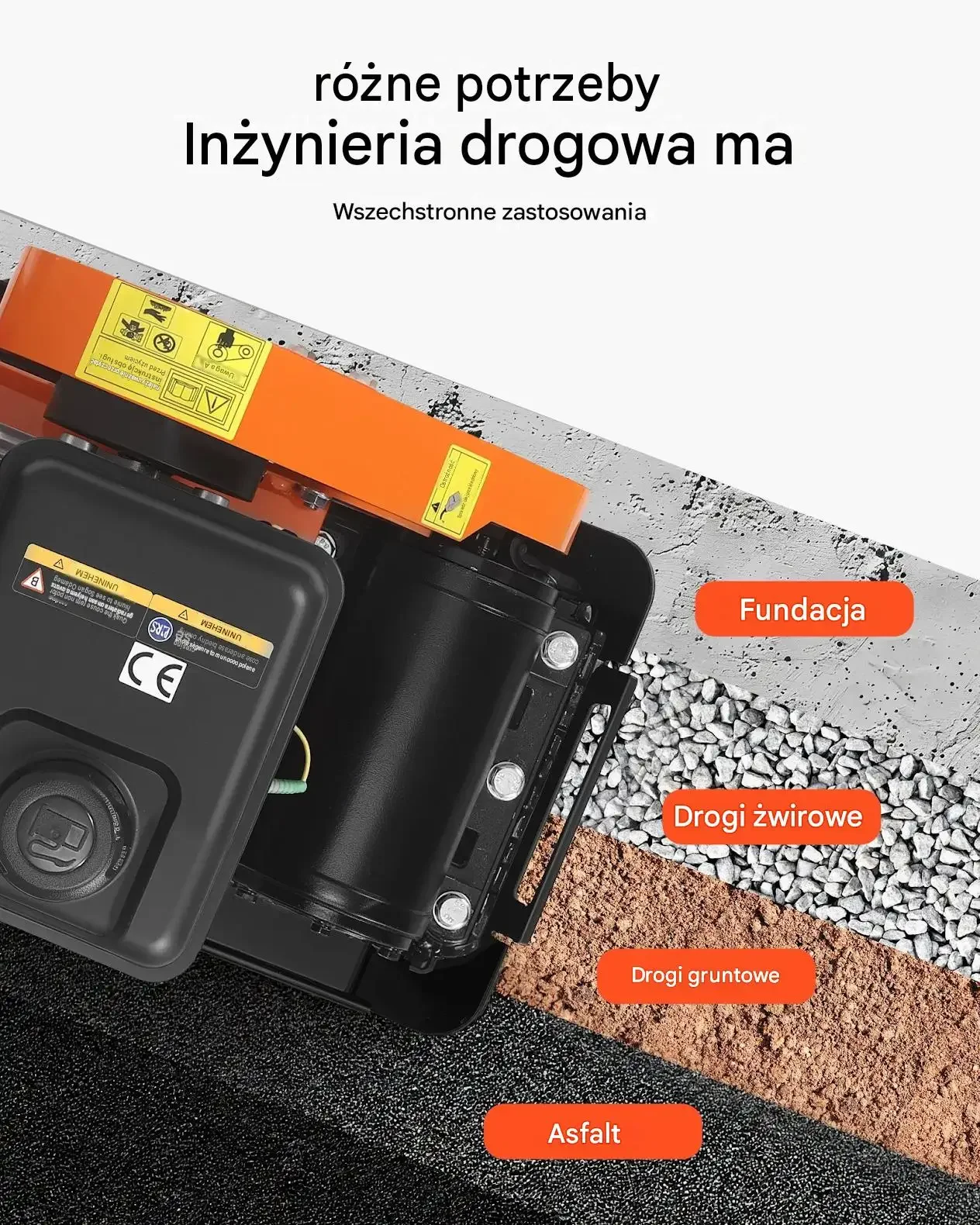 Zagęszczarka wibracyjna benzynowa 2 KM 79 cm3 mocna premium czarna 5250 VPM - obrazek 2