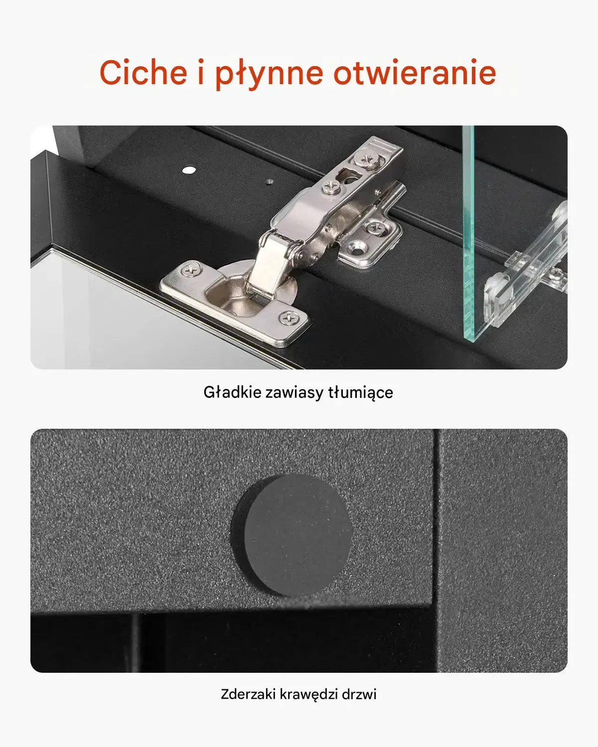 Szafka leki lustro czarna premium regulowane półki szkło 355 x 135 x 610 mm - obrazek 5