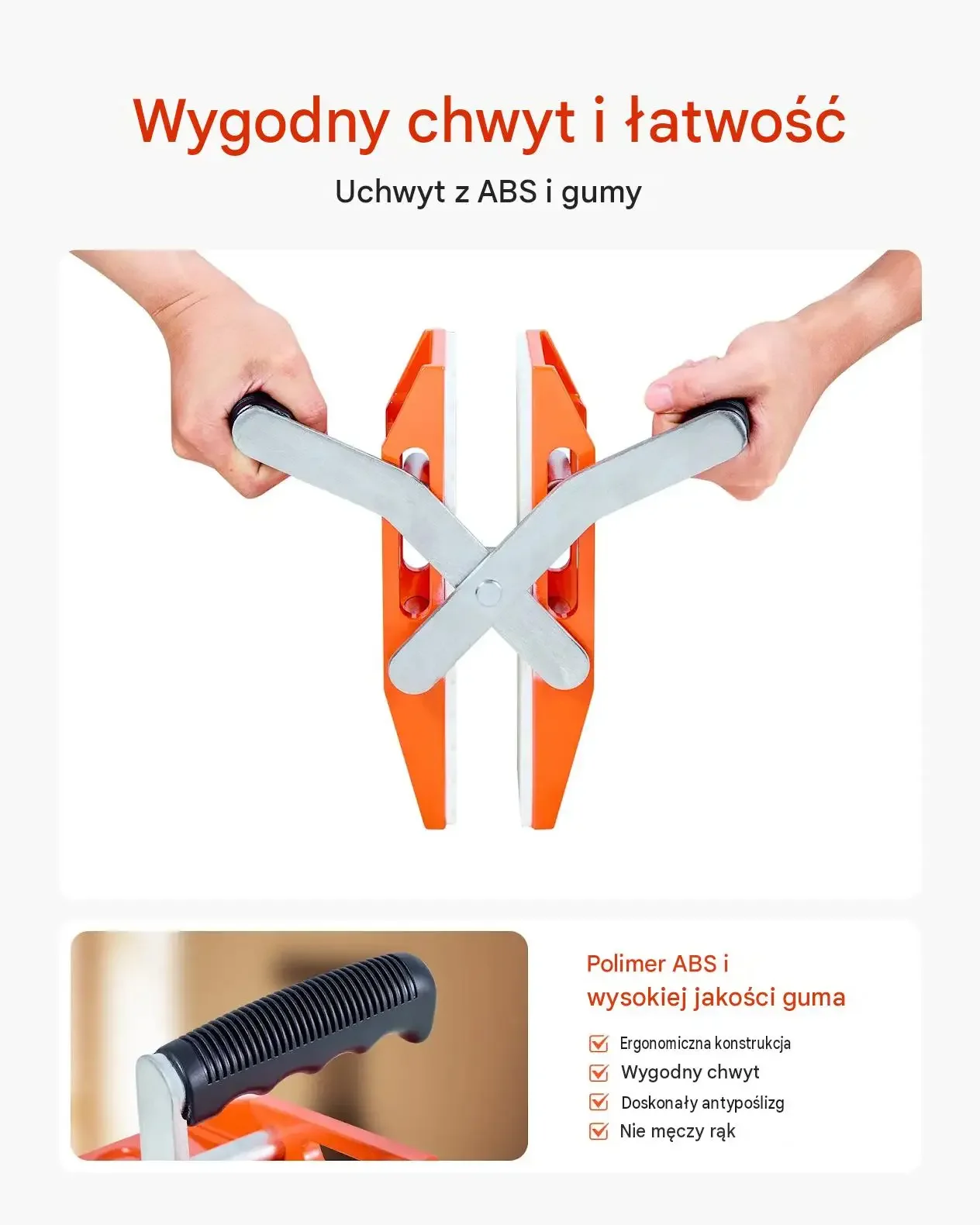 Chwytaki płyt dwuręczne mocne max 300 kg 2 sztuki stal aluminium 0–60 mm - obrazek 6