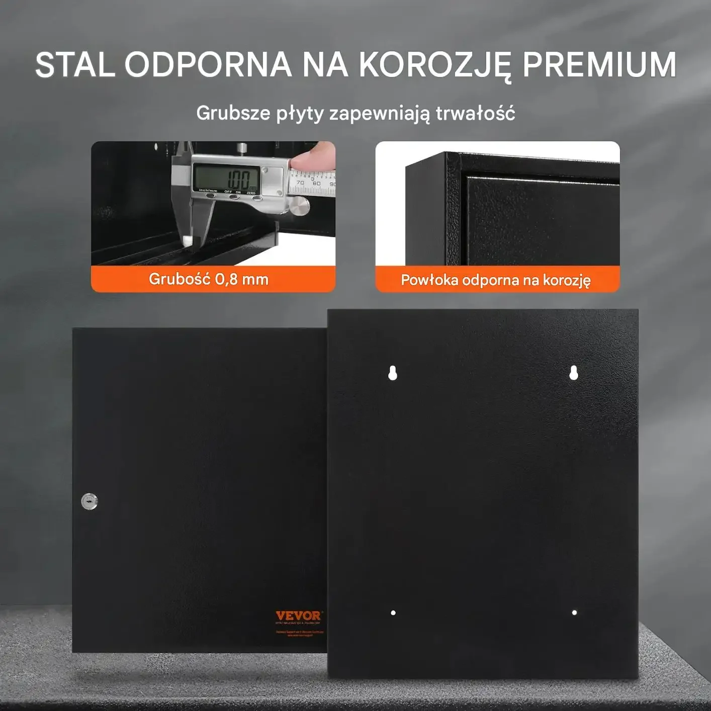 Szafka kluczy czarna mocna 100 kluczy zamykana stalowa regulowana ścienna - obrazek 4