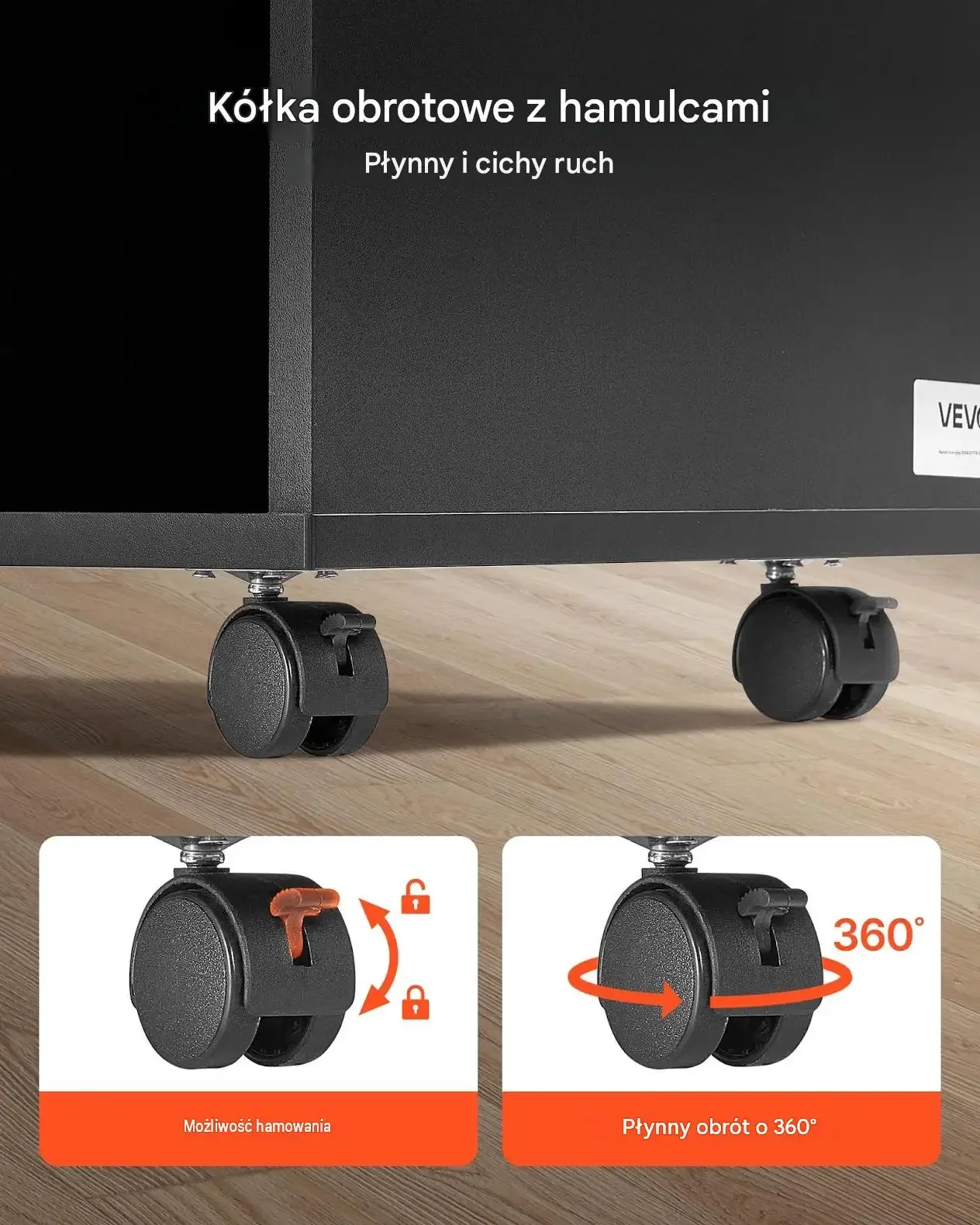Szafka biurowa premium czarna 2 szuflady 4 półki regulowane mobilna A4 A3 - obrazek 6