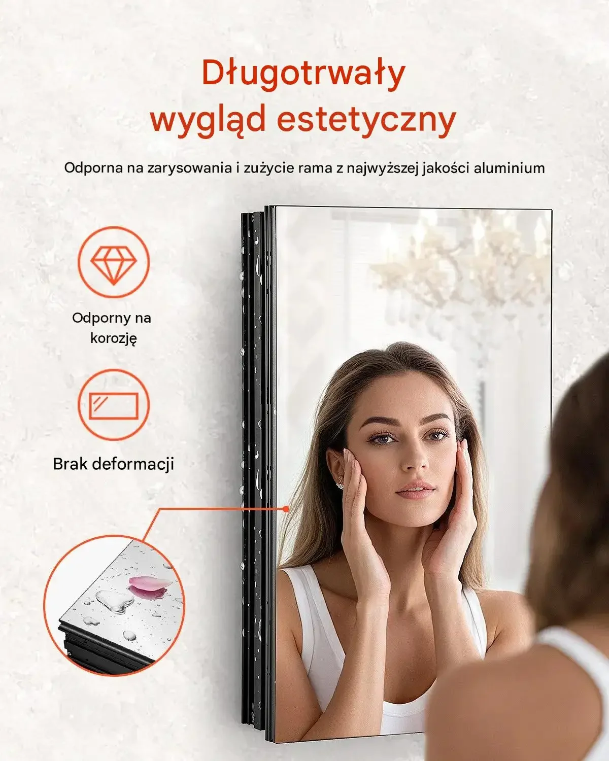 Szafka leki lustro czarna premium regulowane półki szkło 355 x 135 x 610 mm - obrazek 3